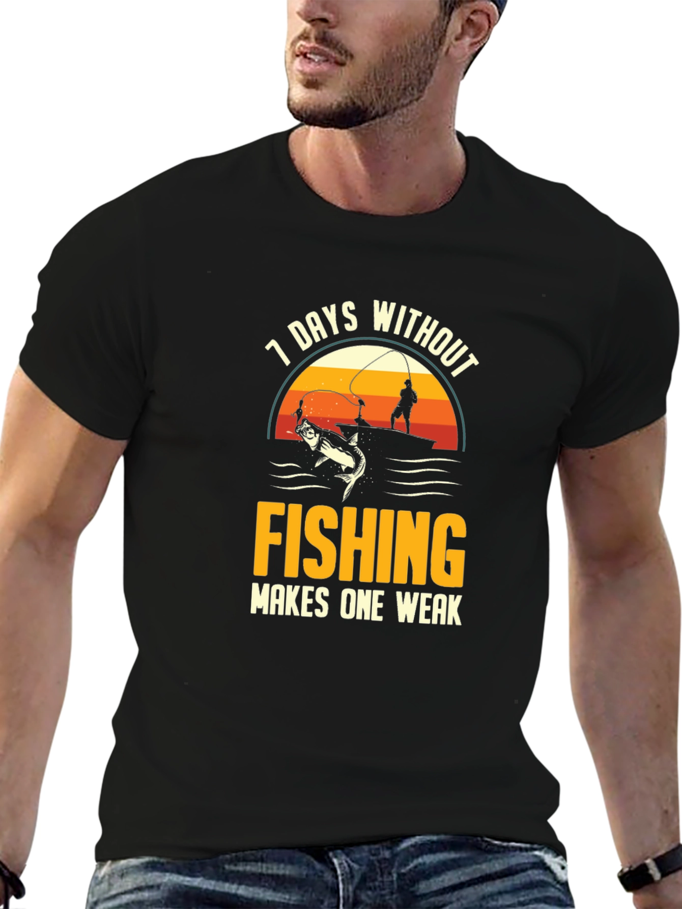 Black Fishing T-Shirt - 7 Days Without Fishing view 6
