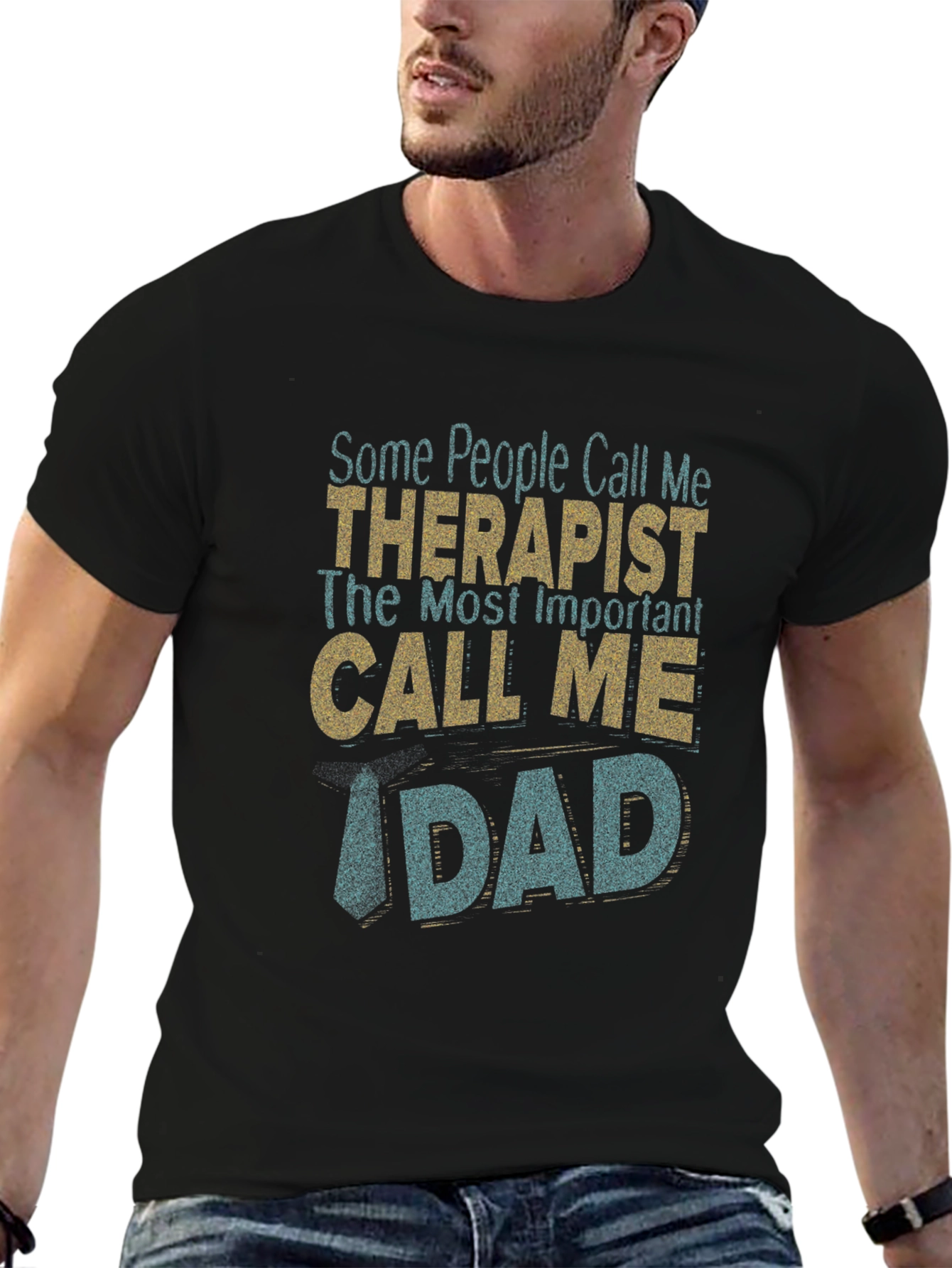 Black Therapist Dad Graphic T-Shirt view 6
