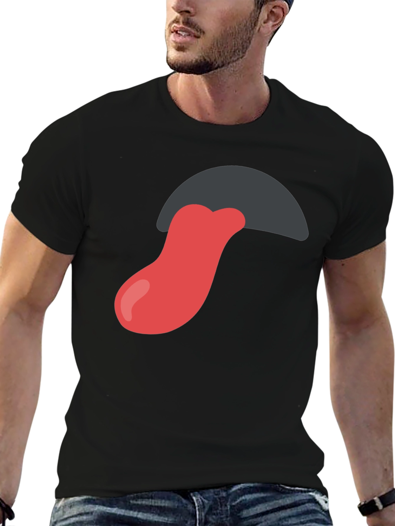 Black Tongue Out Graphic Tee - Black Cotton Blend Shirt view 6