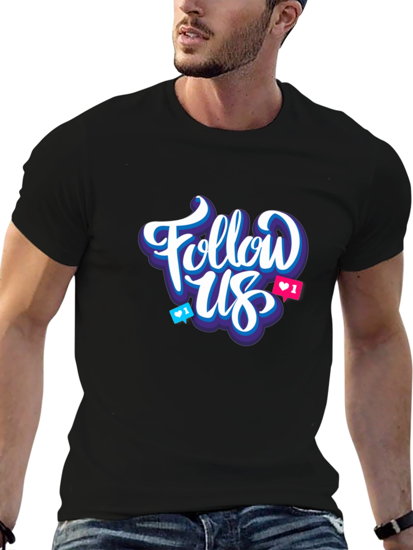 Black Follow Us Graphic T-Shirt view 6