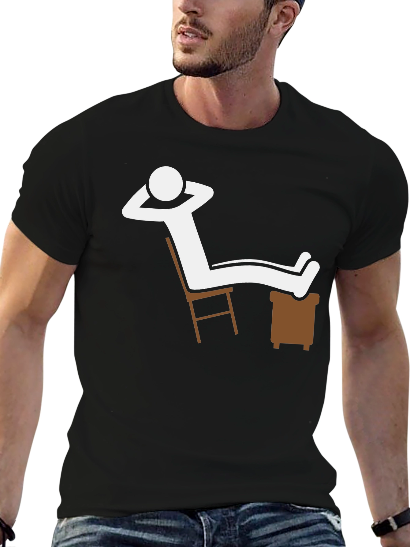 Black Relaxing Stick Figure T-Shirt - Casual Comfort view 6
