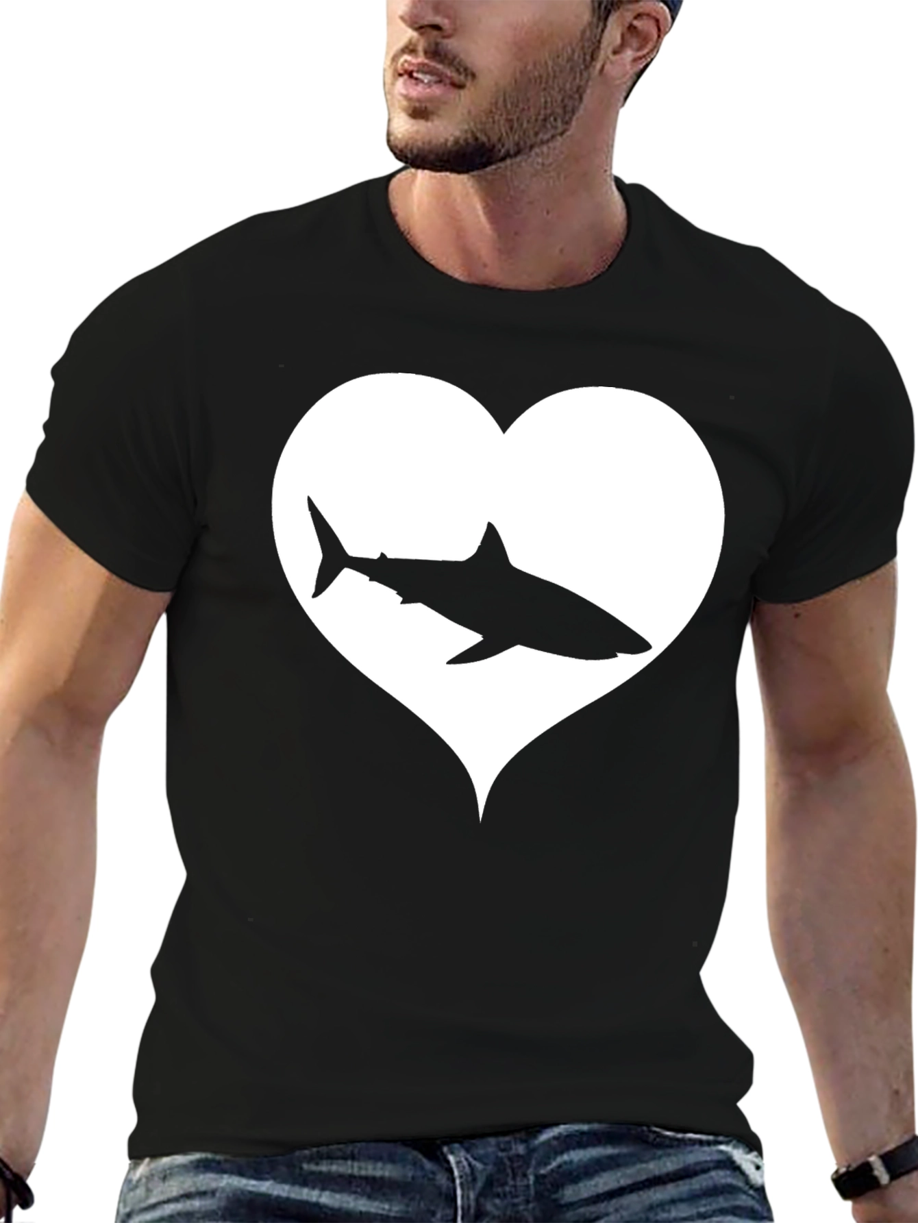 Black Shark Heart Graphic Tee - Black view 6