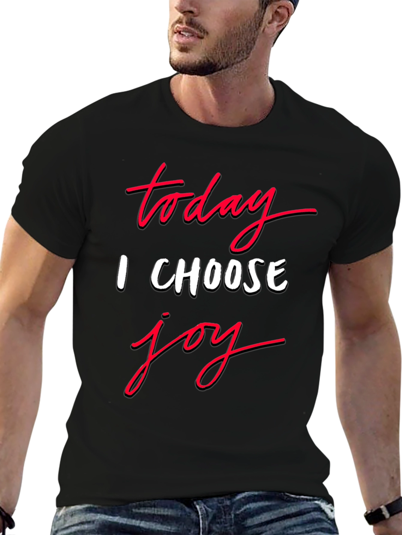Black Choose Joy Graphic Tee - Inspirational T-Shirt view 6