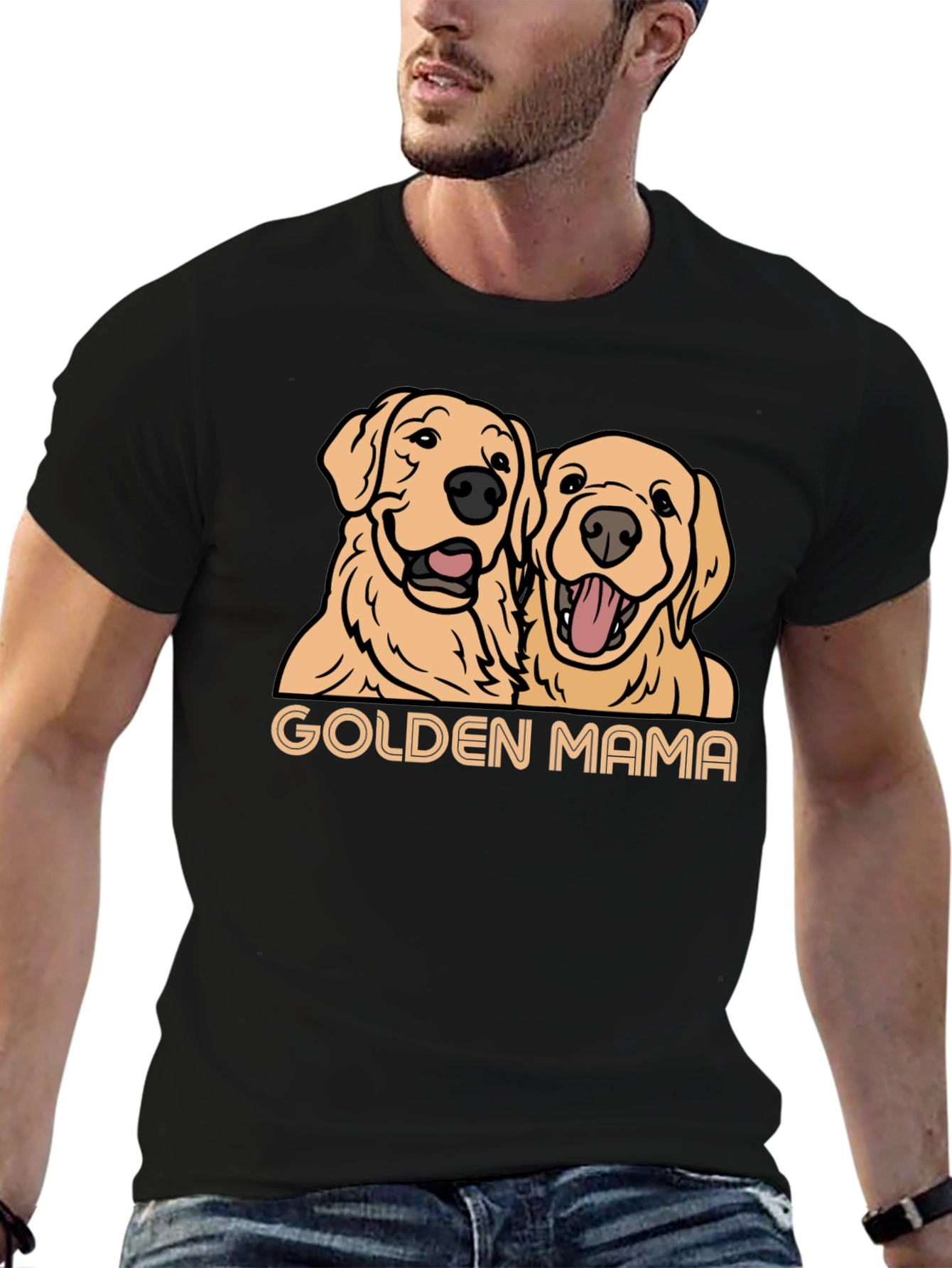 Black Golden Mama Dog T-Shirt - Black view 6