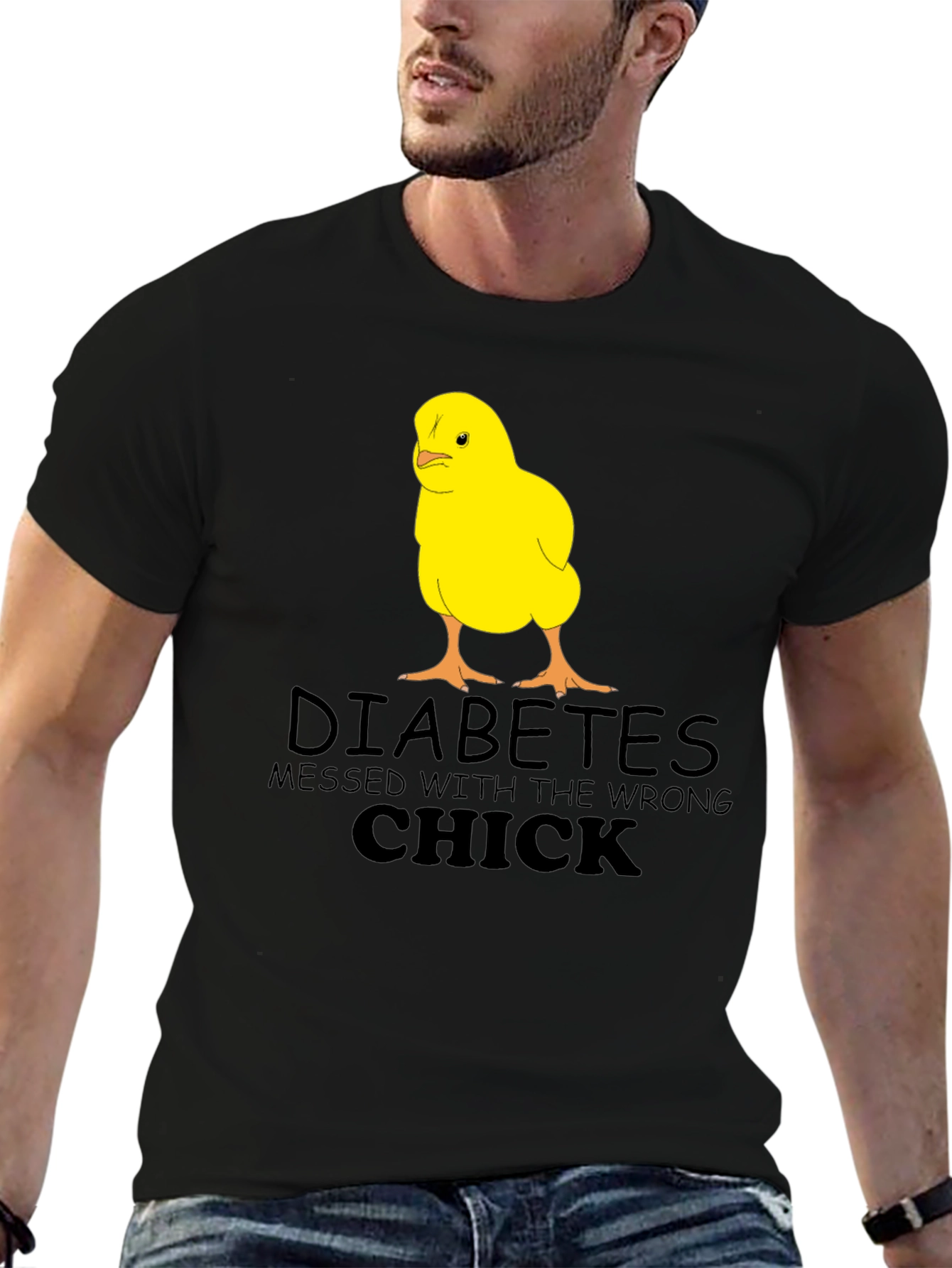 Black Diabetes Wrong Chick T-Shirt, Funny Graphic Tee view 6