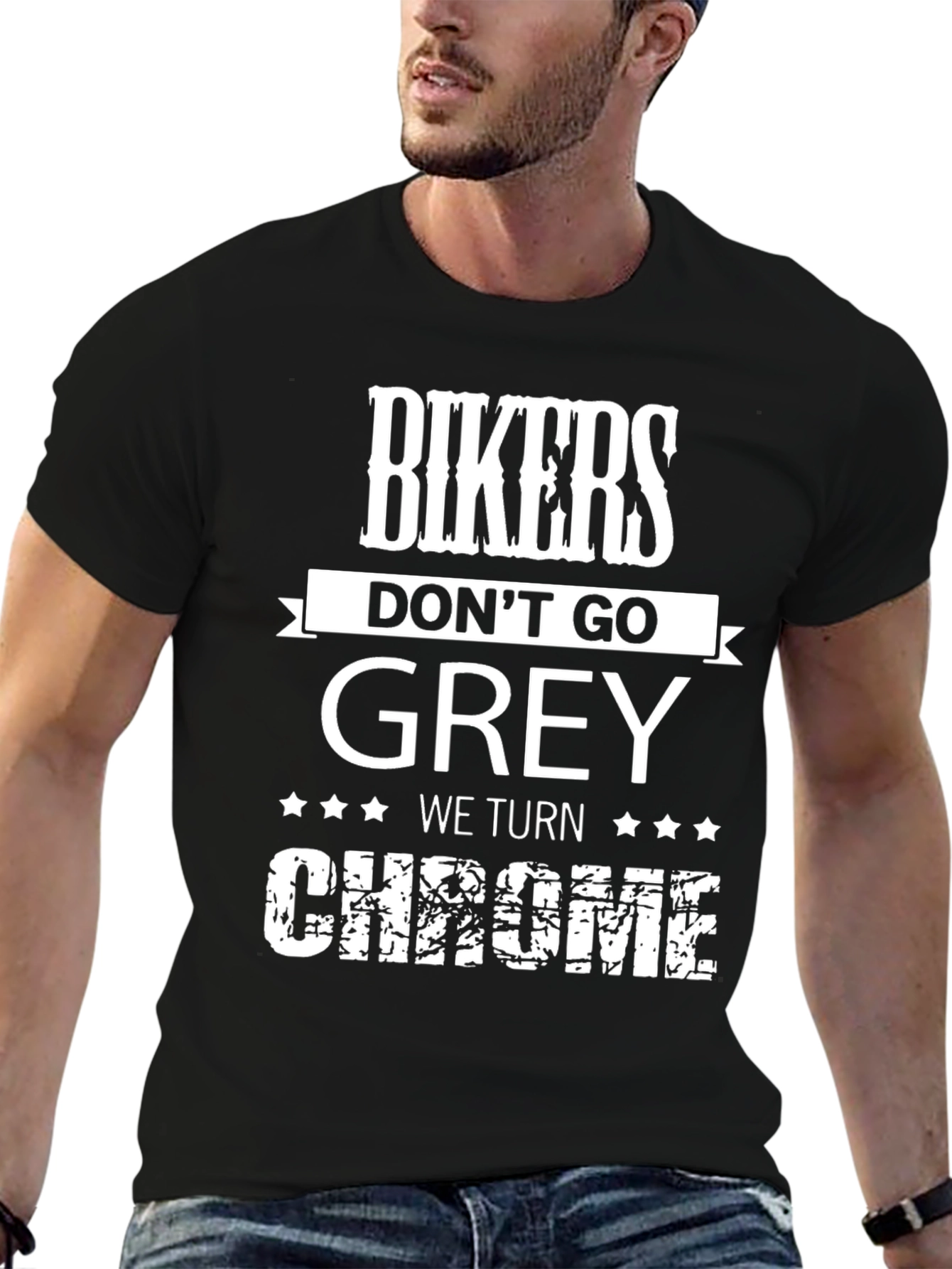 Black Biker's "Turn Chrome" Graphic T-Shirt - Black view 6