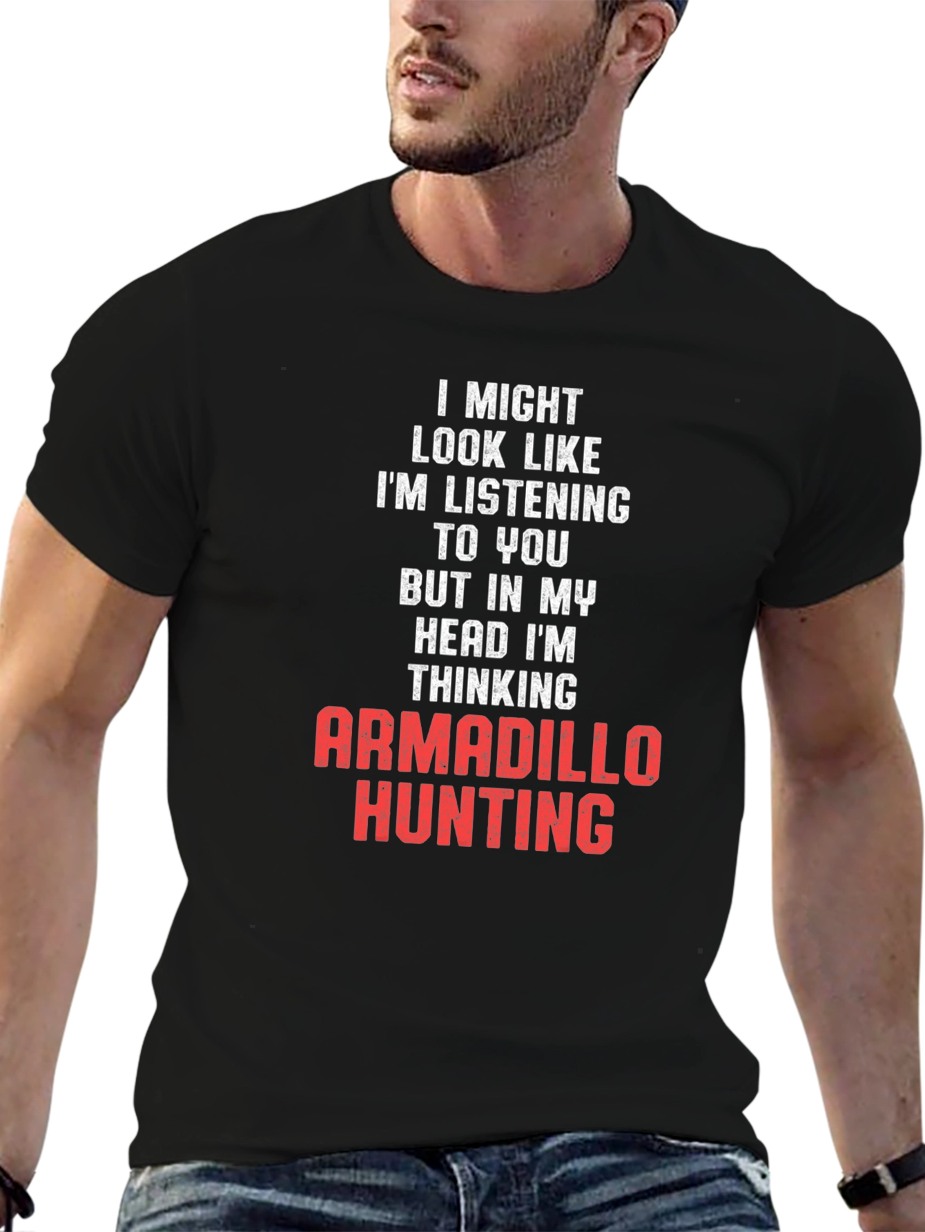 Black Armadillo Hunting T-Shirt - Funny Novelty Tee view 6