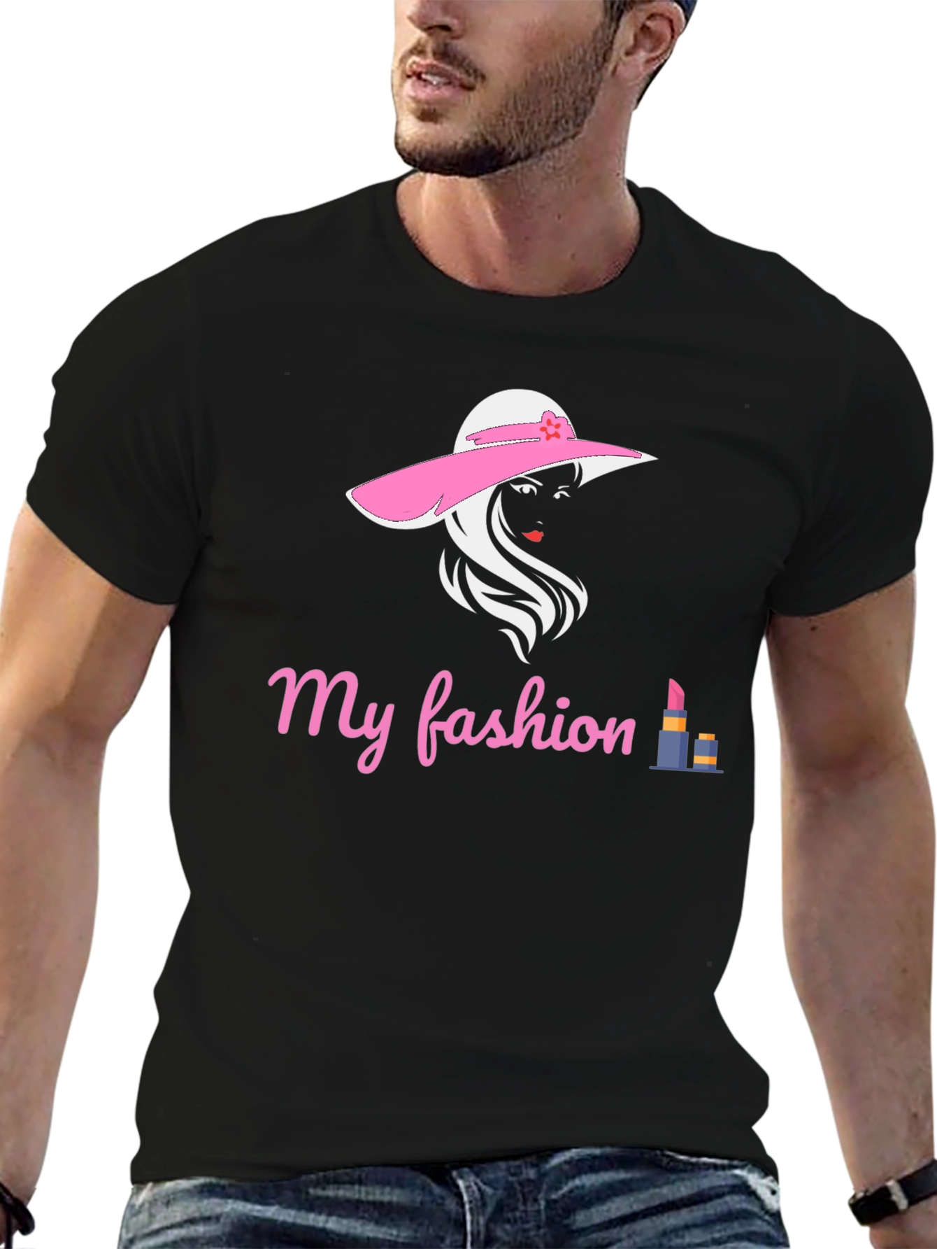 Black Stylish "My Fashion" Graphic T-Shirt view 6