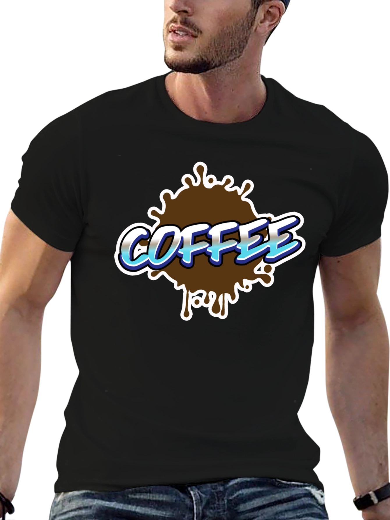 Black Coffee Splash Graphic T-Shirt - Black view 6