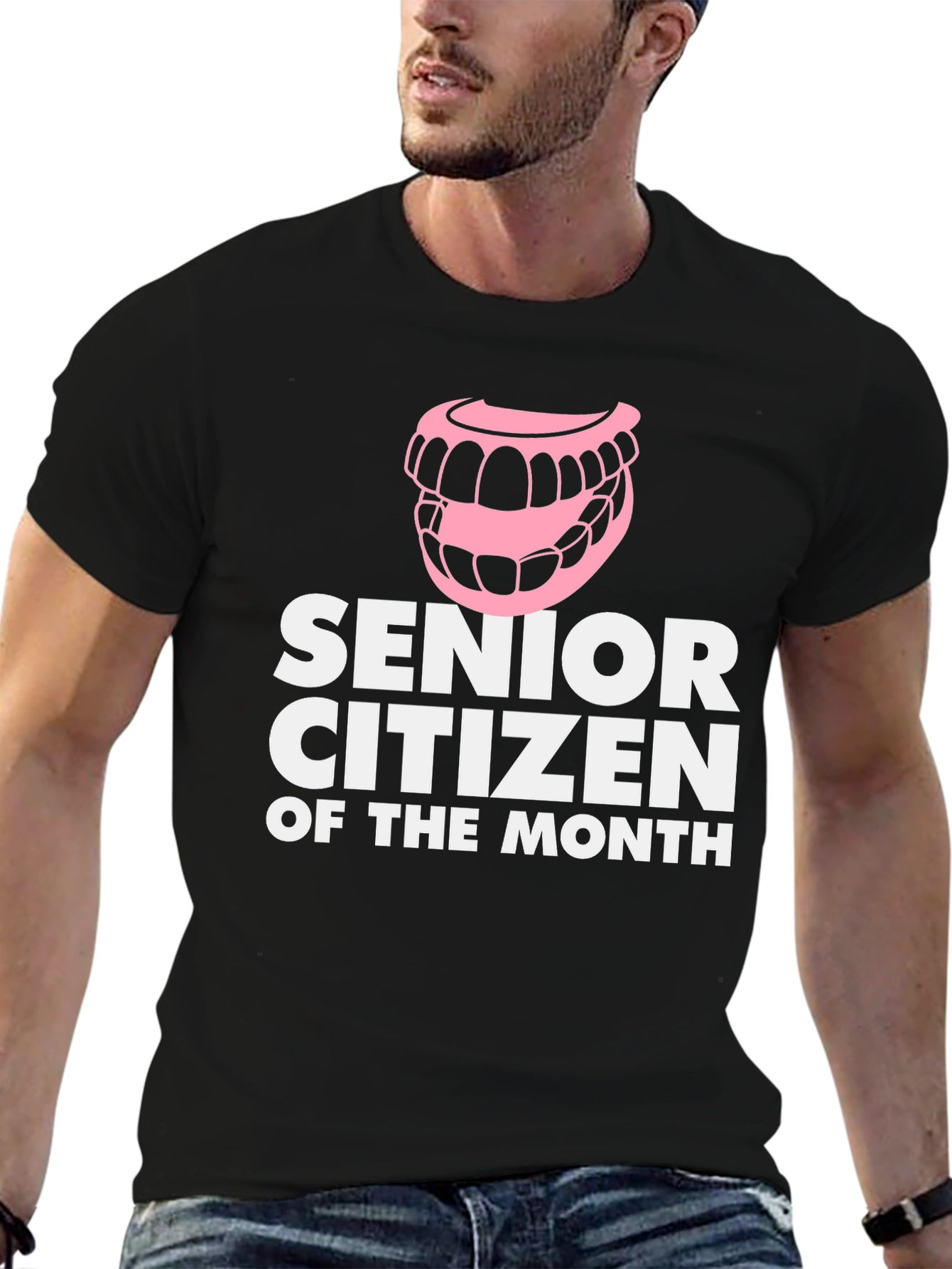 Black Senior Citizen of the Month T-Shirt Funny Dentures view 6