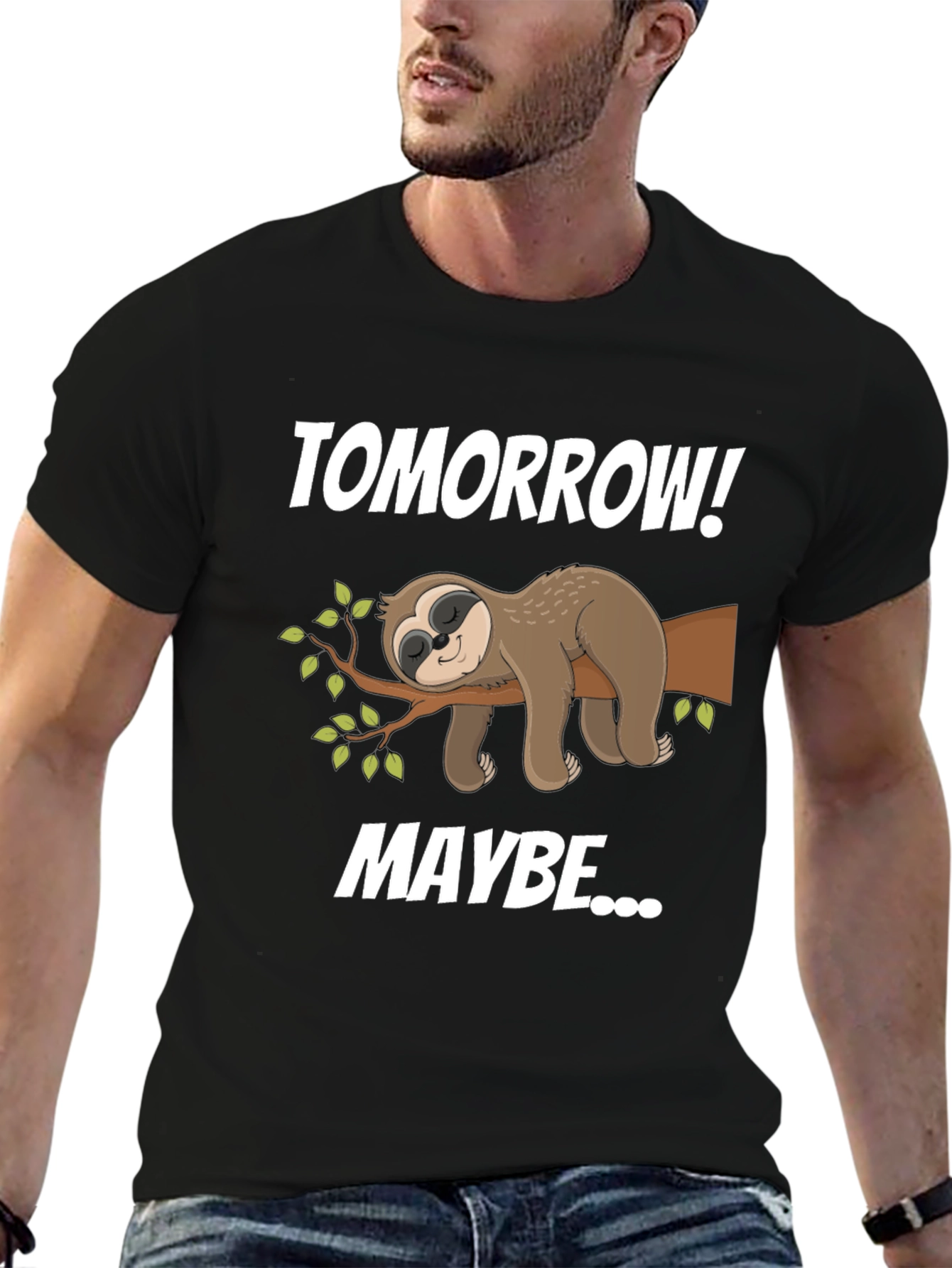 Black Sloth Tomorrow Maybe Graphic T-Shirt view 6