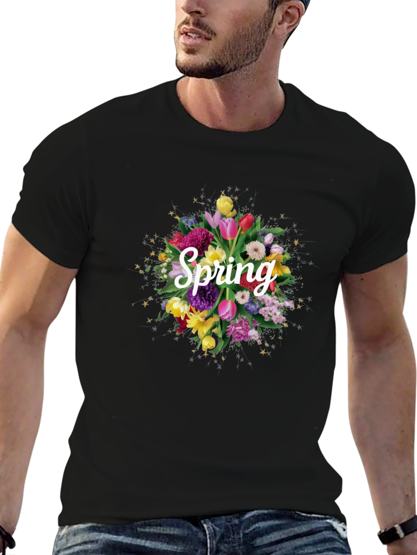 Black Floral Spring T-Shirt - Black view 6