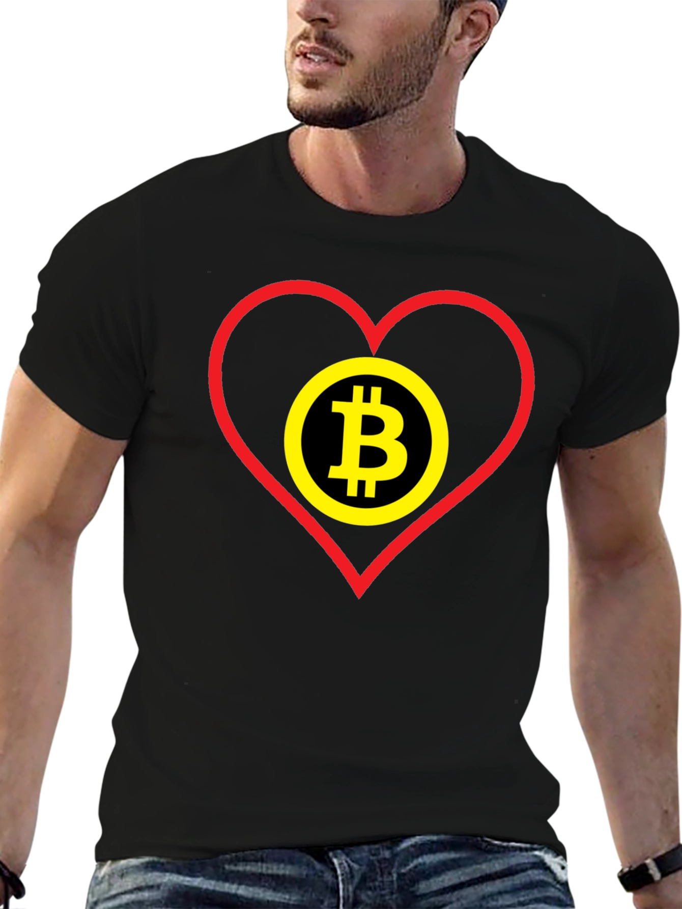 Black Bitcoin Heart Graphic Tee - Crypto Lover Gift view 6