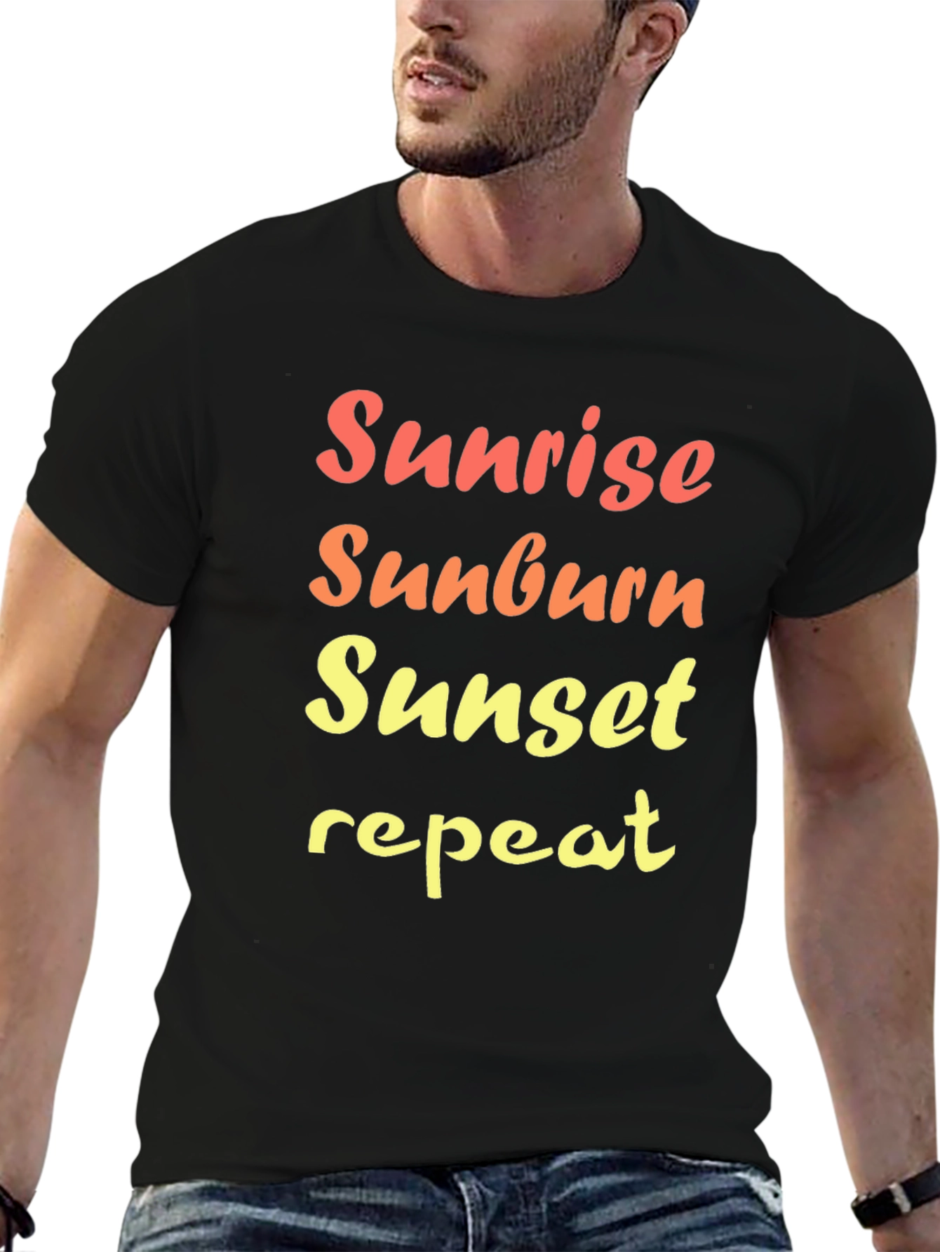 Black Sunrise Sunburn Sunset Repeat Graphic Tee view 6