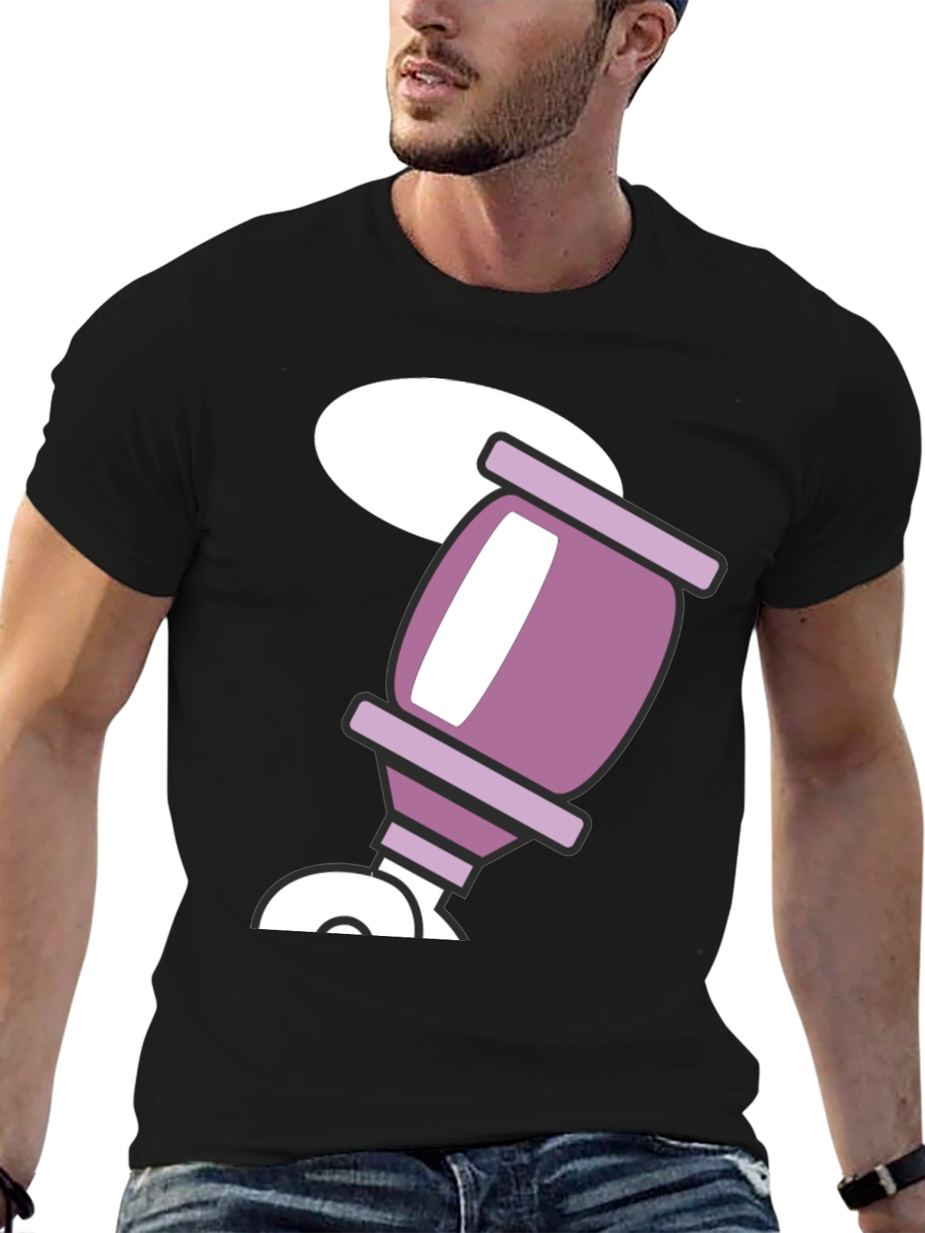 Black Retro Cartoon Drink Black T-Shirt view 6