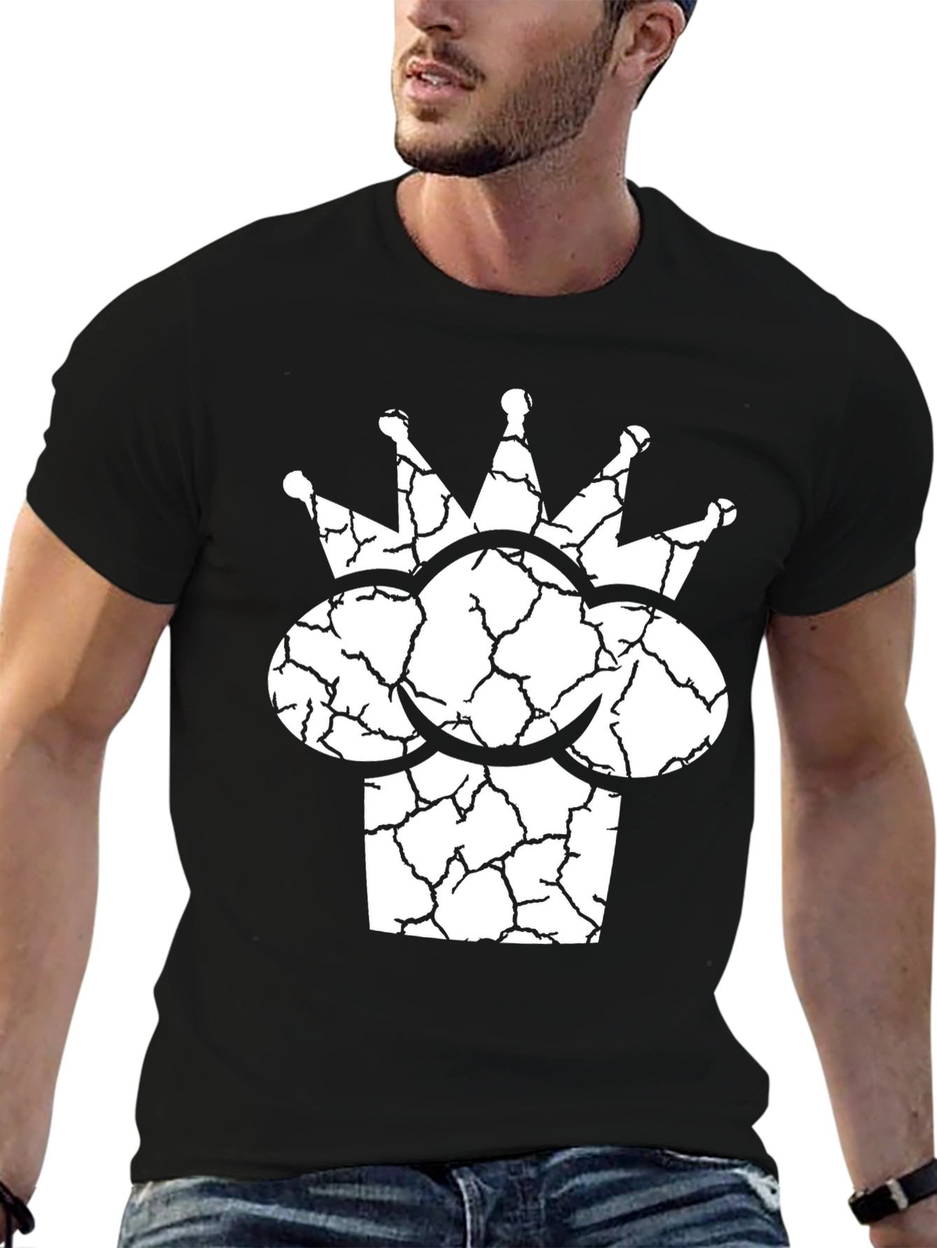 Black Cracked Crown Graphic Tee - Cool Casual Wear view 6