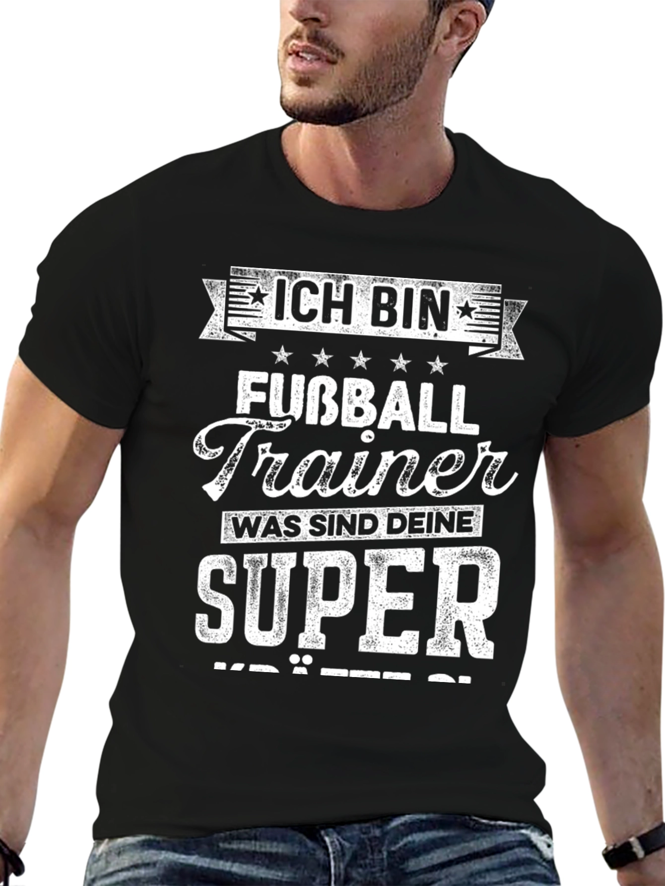 Black Funny Soccer Coach T-Shirt - "Ich Bin Fußball Trainer" view 6