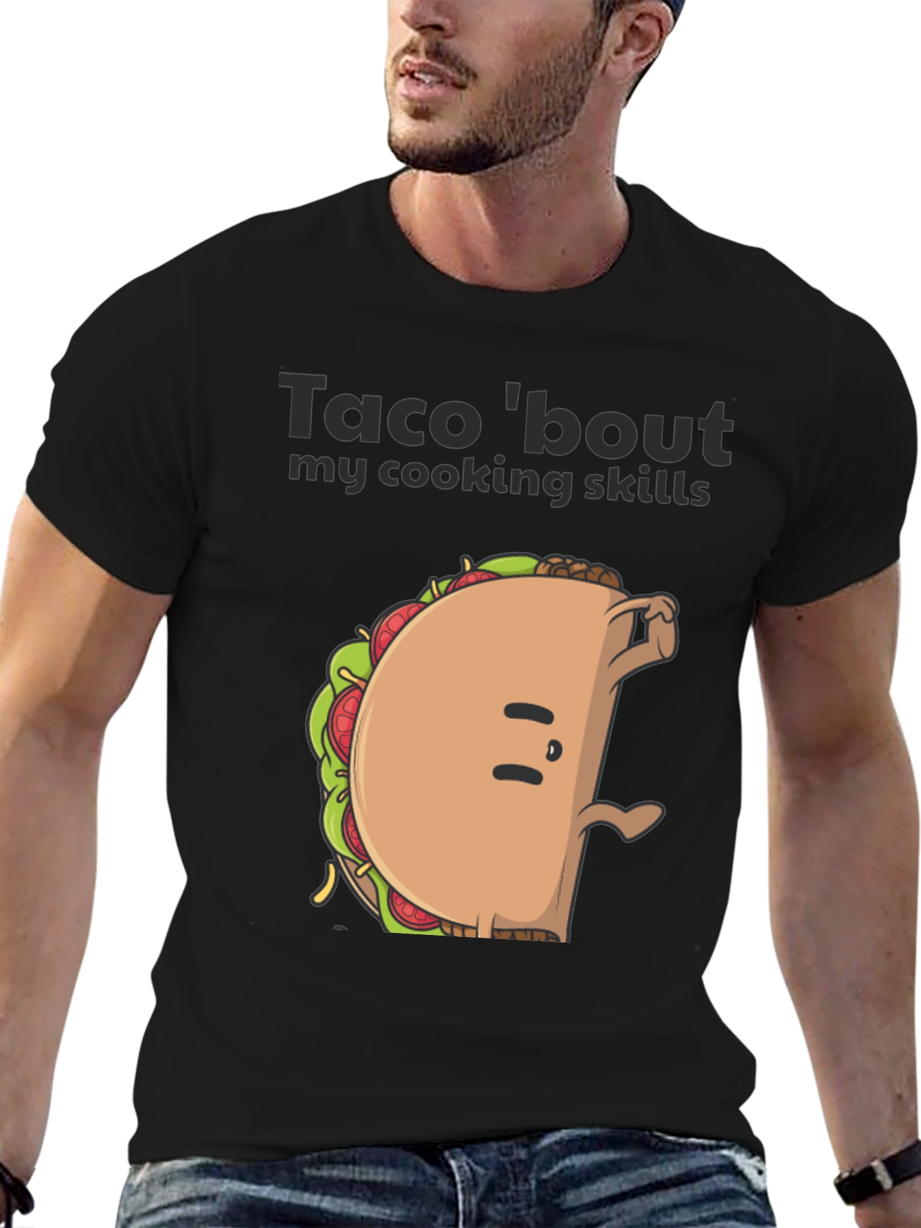 Black Funny Taco Cooking Skills Graphic Tee view 6