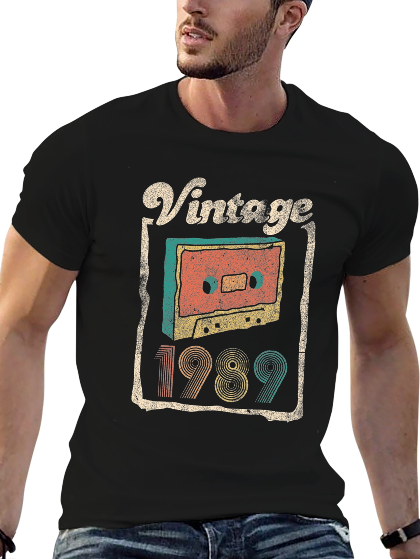 Black Vintage 1989 Cassette Tape T-Shirt view 6