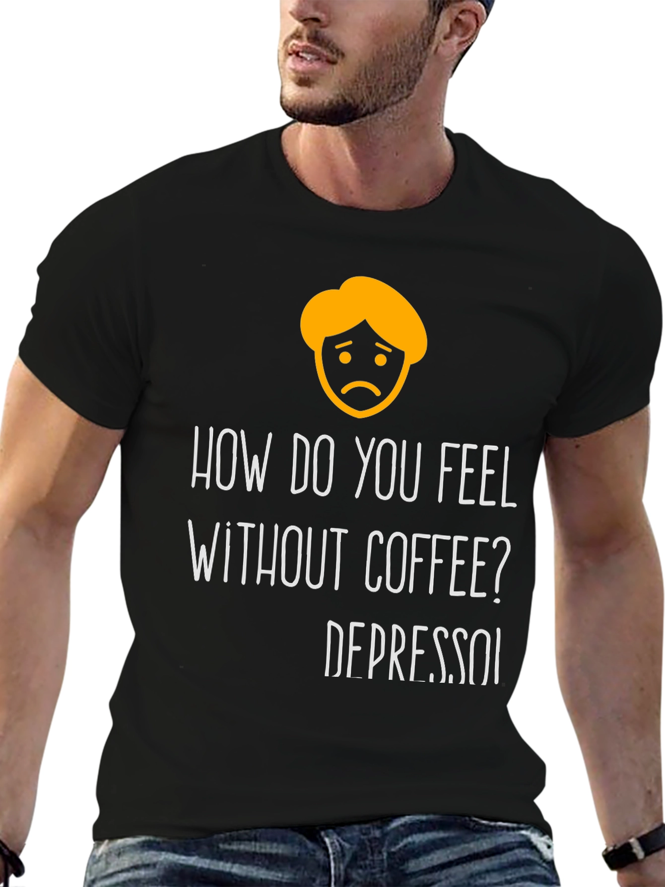 Black Depresso Funny T-Shirt - Coffee Lover Tee view 6