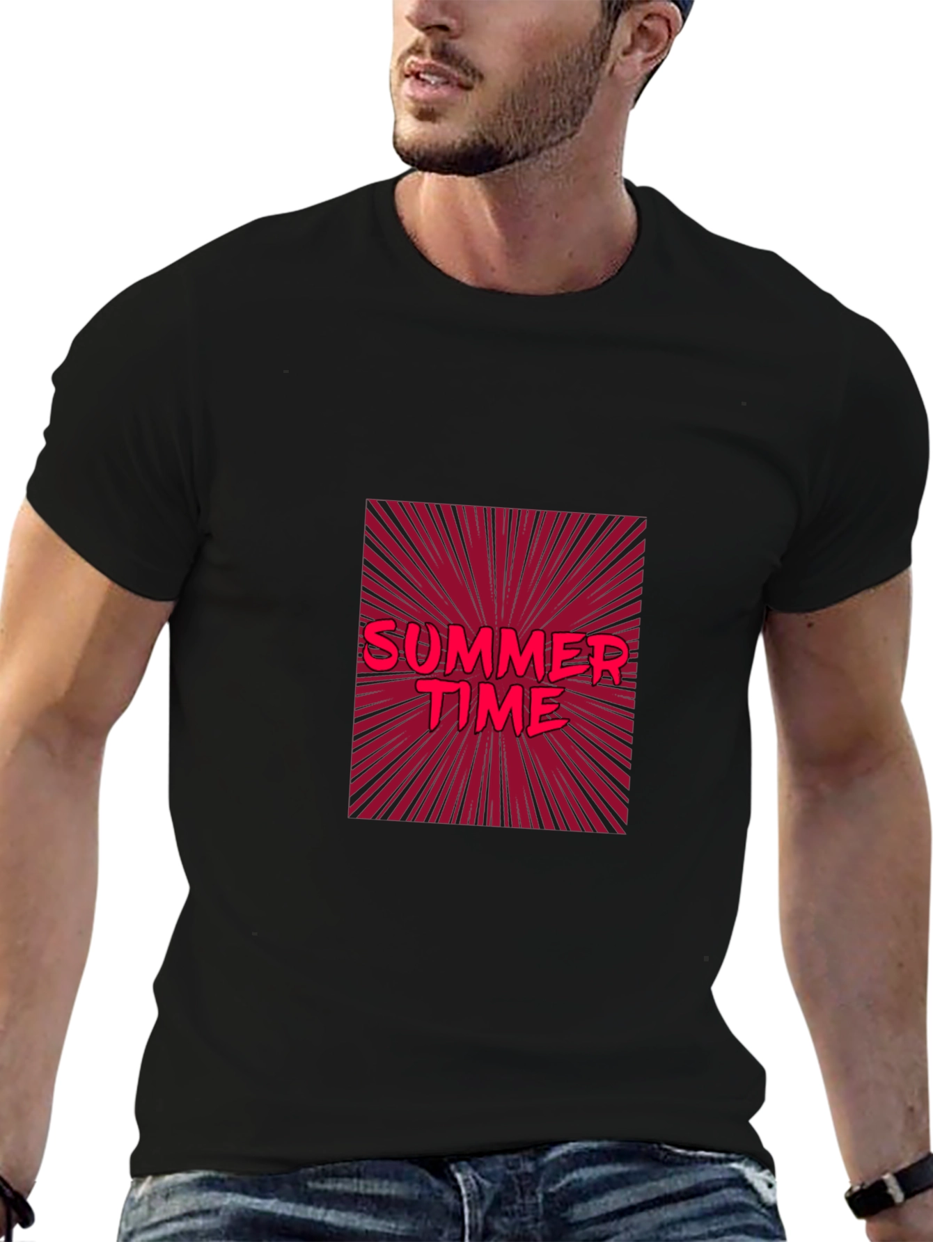 Black Summer Time Graphic Tee - Bold & Stylish view 6