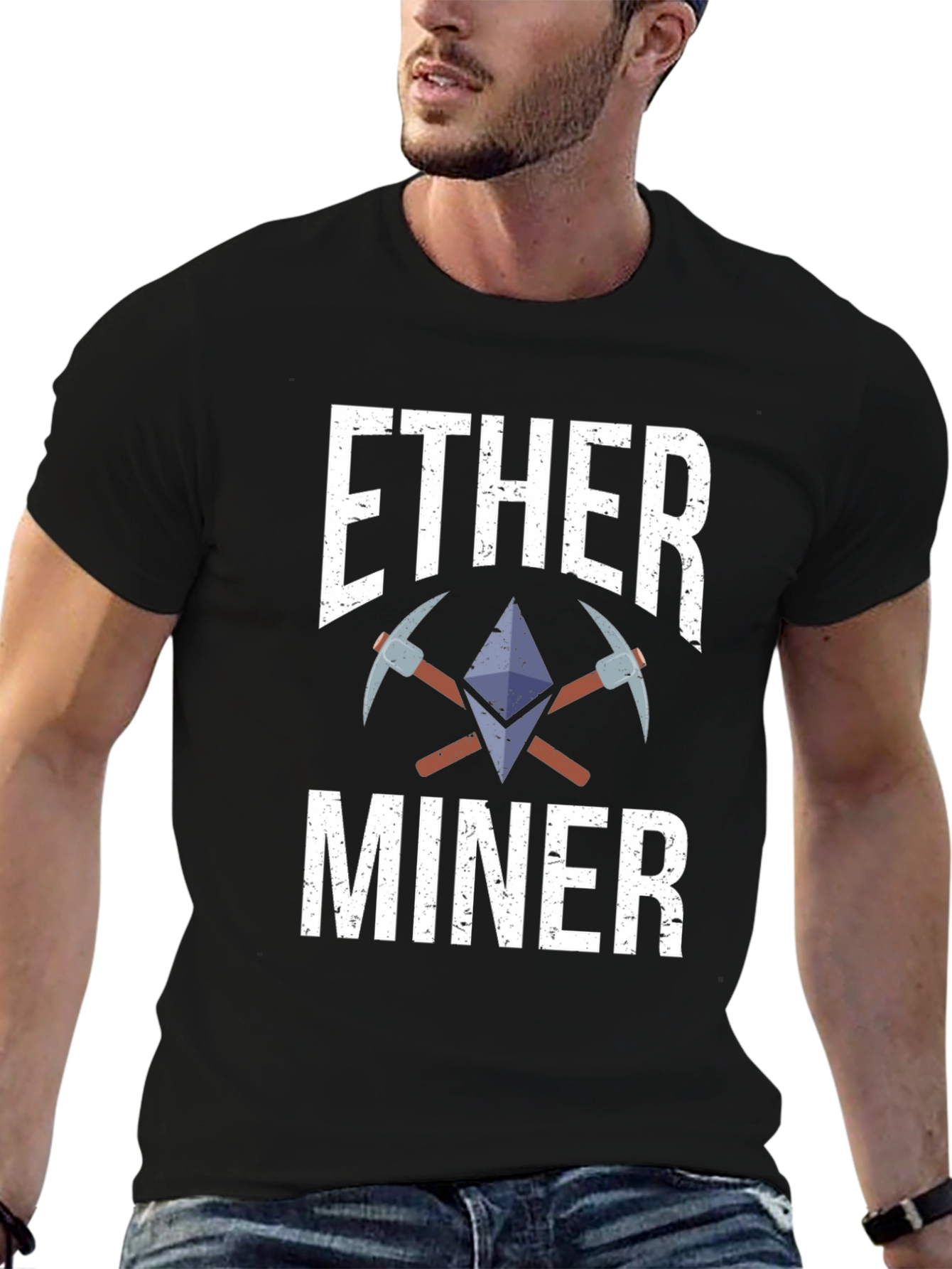 Black Ethereum Miner Crypto T-Shirt view 6
