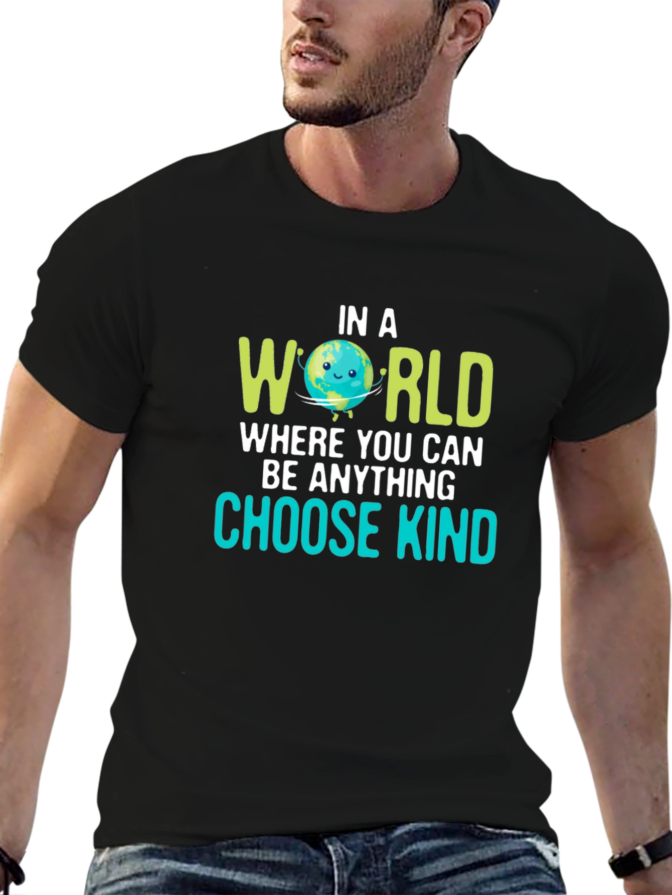 Black Choose Kind Earth Graphic Black T-Shirt view 6