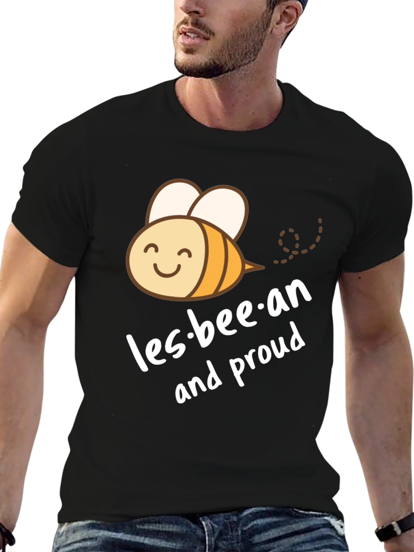 Black Les-bee-an and Proud Black T-Shirt view 6