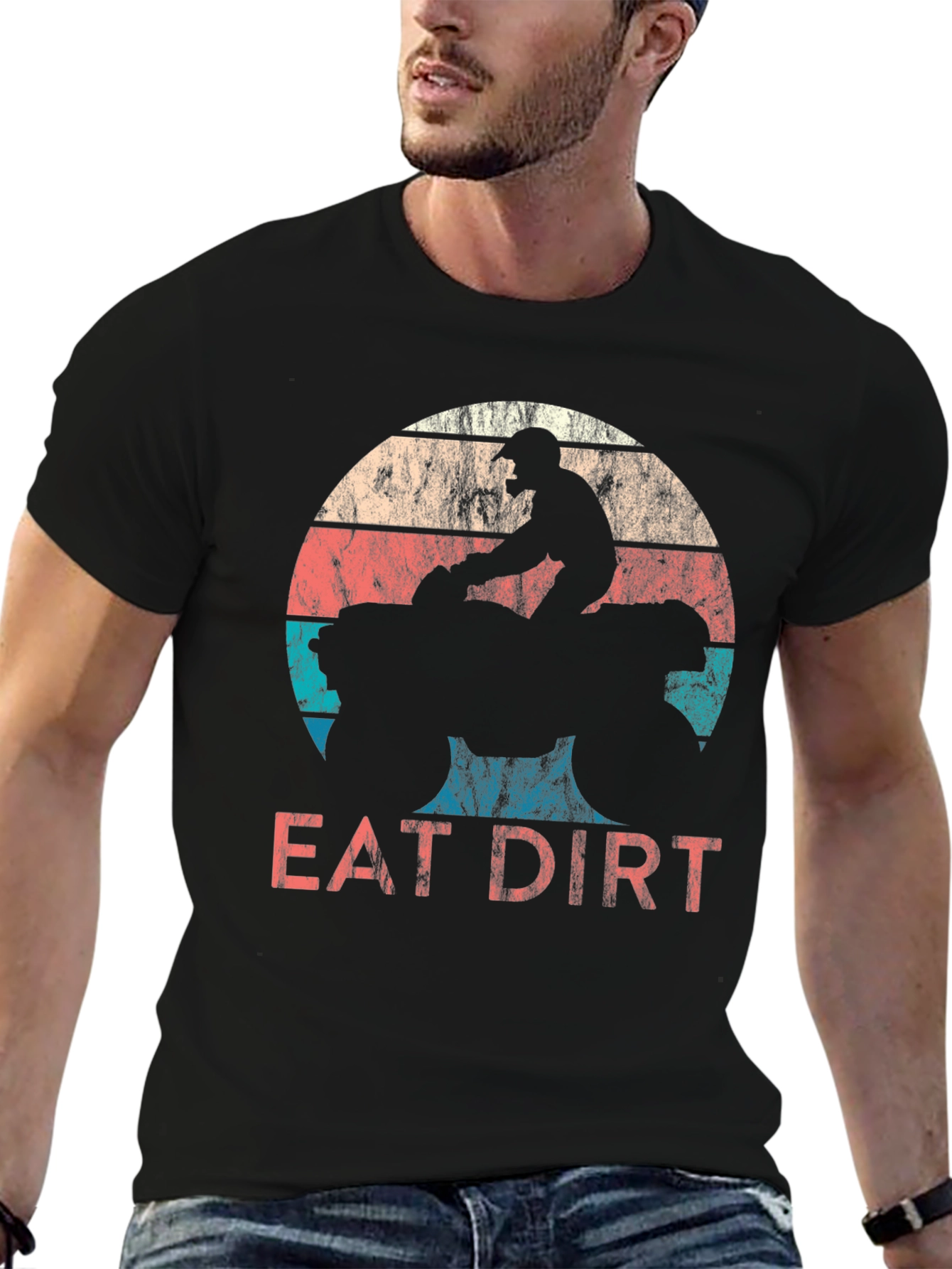 Black Eat Dirt T-Shirt - Retro ATV Motocross Design view 6