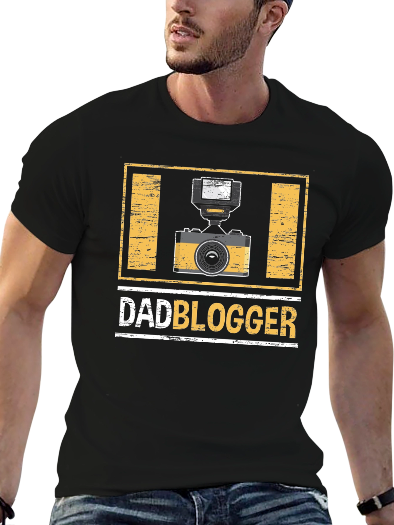 Black DadBlogger Camera Graphic T-Shirt view 6