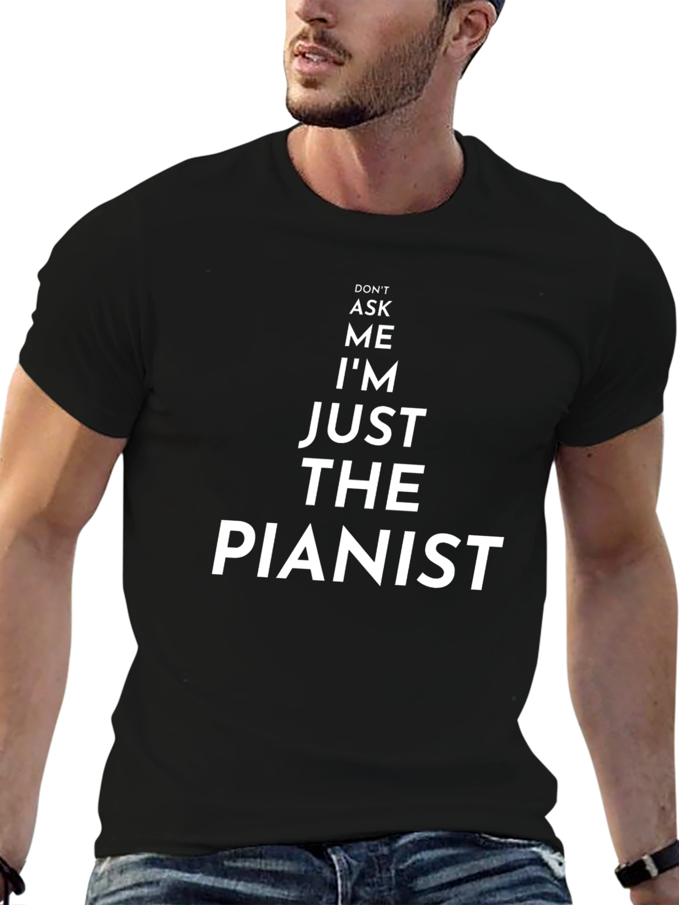 Black Just The Pianist Funny Musician T-Shirt view 6
