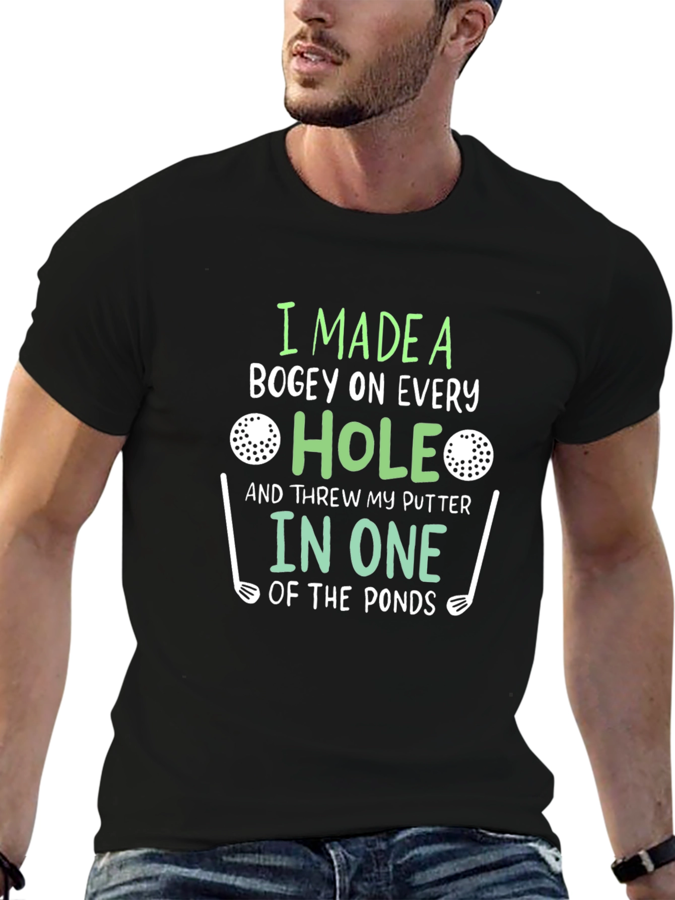 Black Funny Golf T-Shirt: Bogey on Every Hole view 6