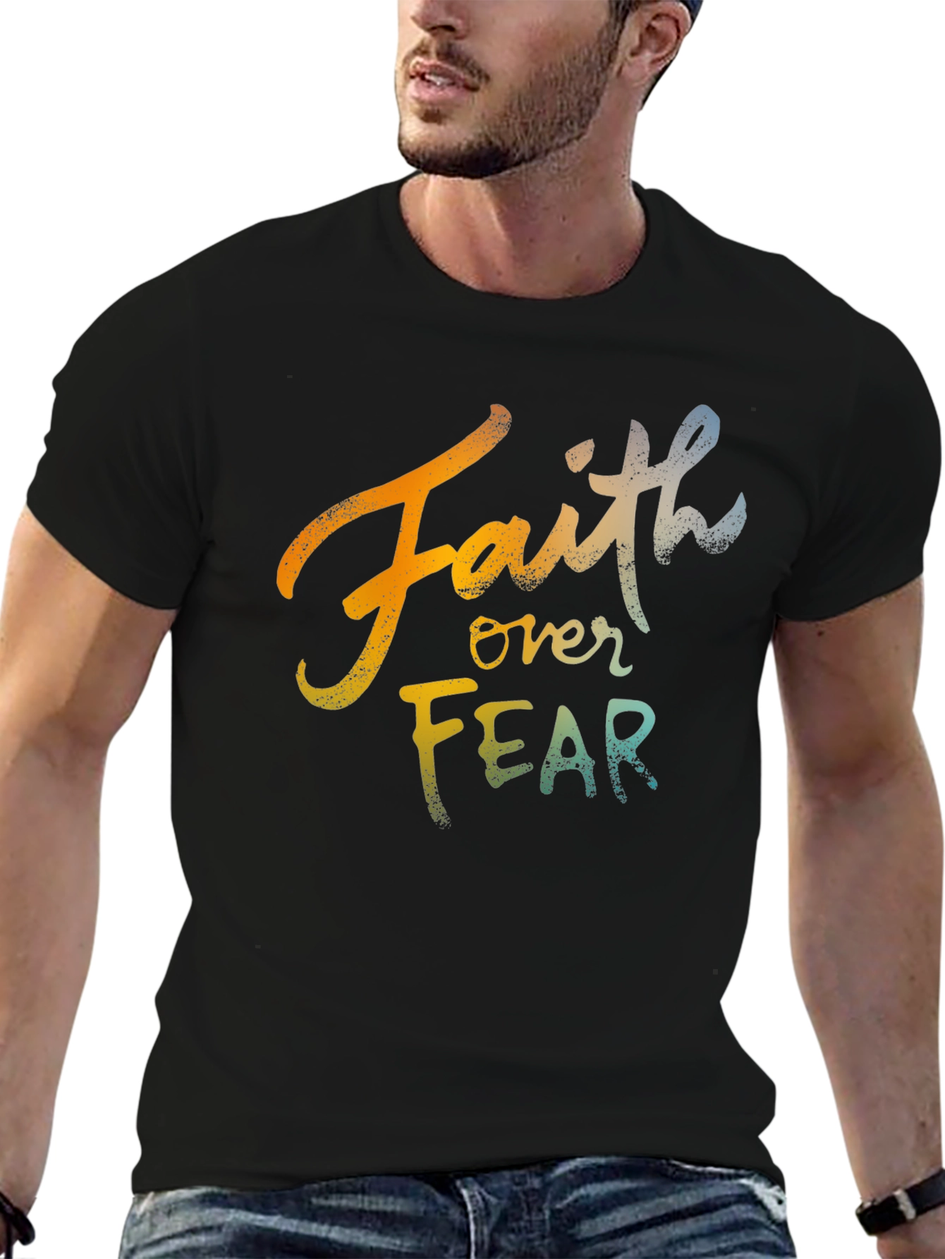 Black Faith Over Fear Graphic T-Shirt view 6