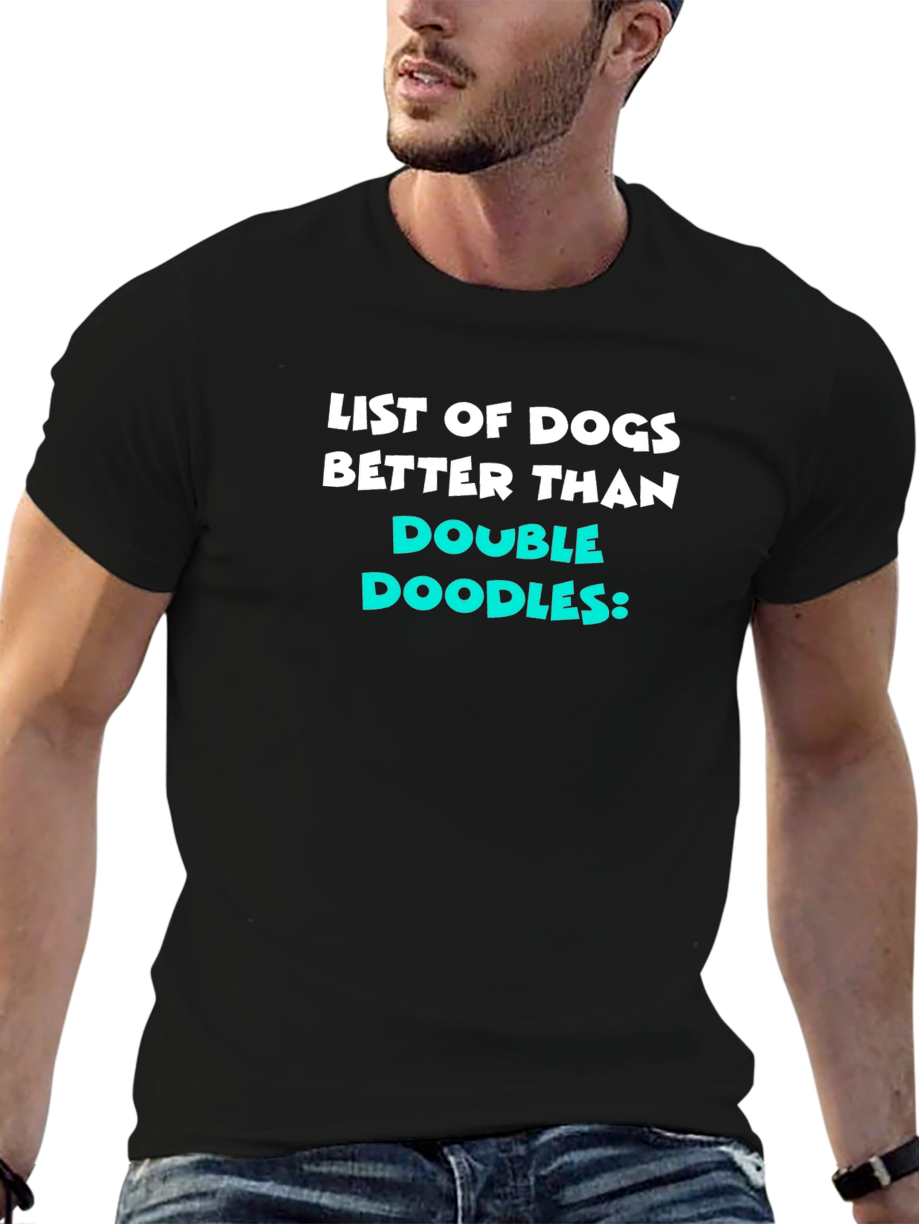 Black Funny Dog Lover T-Shirt - Double Doodles Humor view 6
