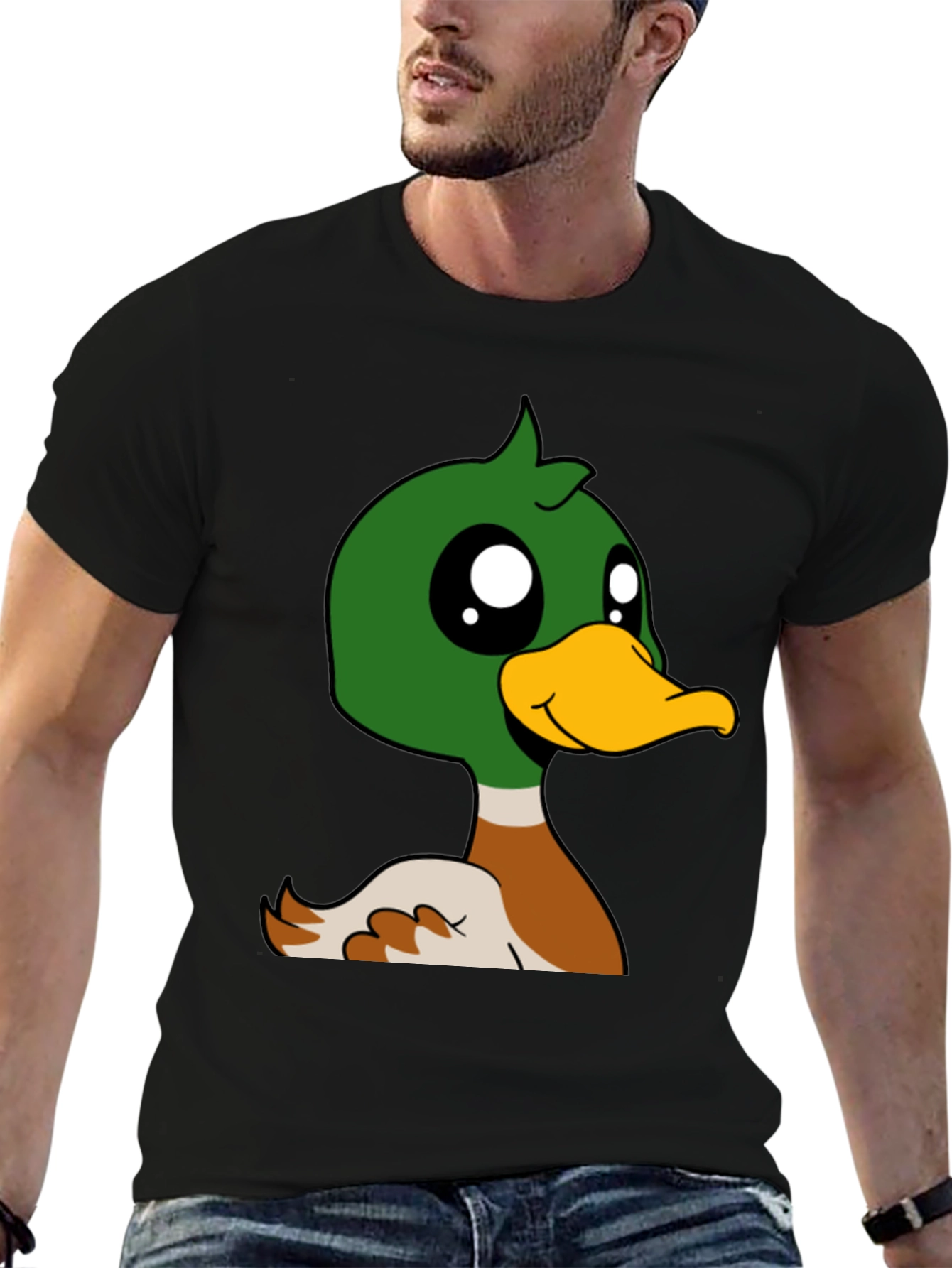 Black Duck Cartoon Graphic Black T-Shirt view 6