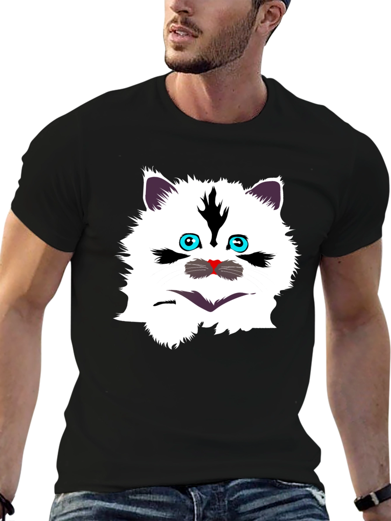 Black Funny Cat Graphic Tee - Black T-Shirt view 6