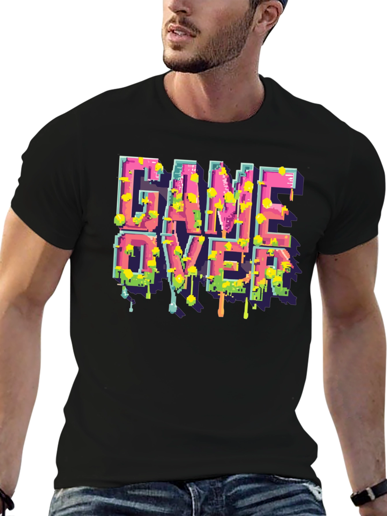 Black Game Over Pixelated T-Shirt view 6