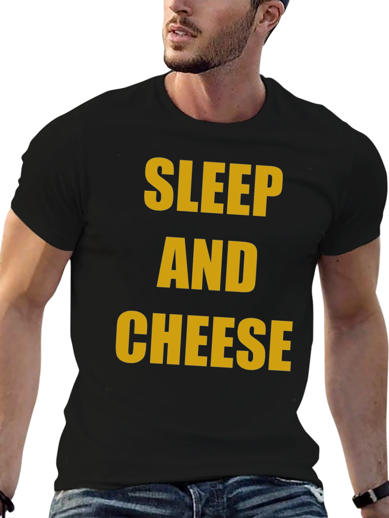 Black Sleep and Cheese Graphic Tee - Novelty T-Shirt view 6