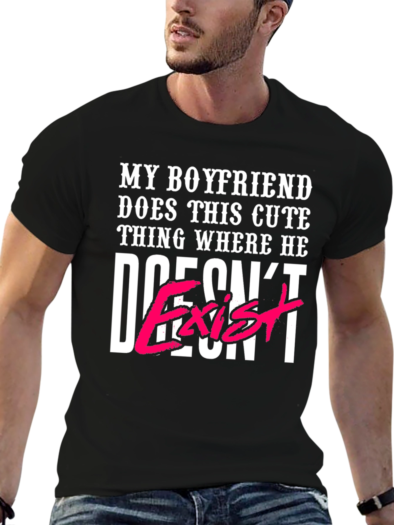 Black My Boyfriend Doesn't Exist T-Shirt view 6
