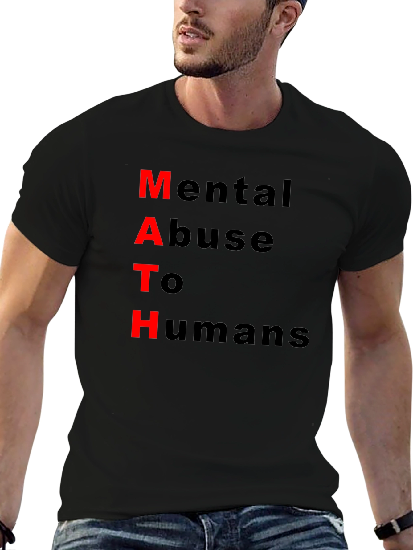 Black Funny Math Abuse to Humans Graphic T-Shirt view 6