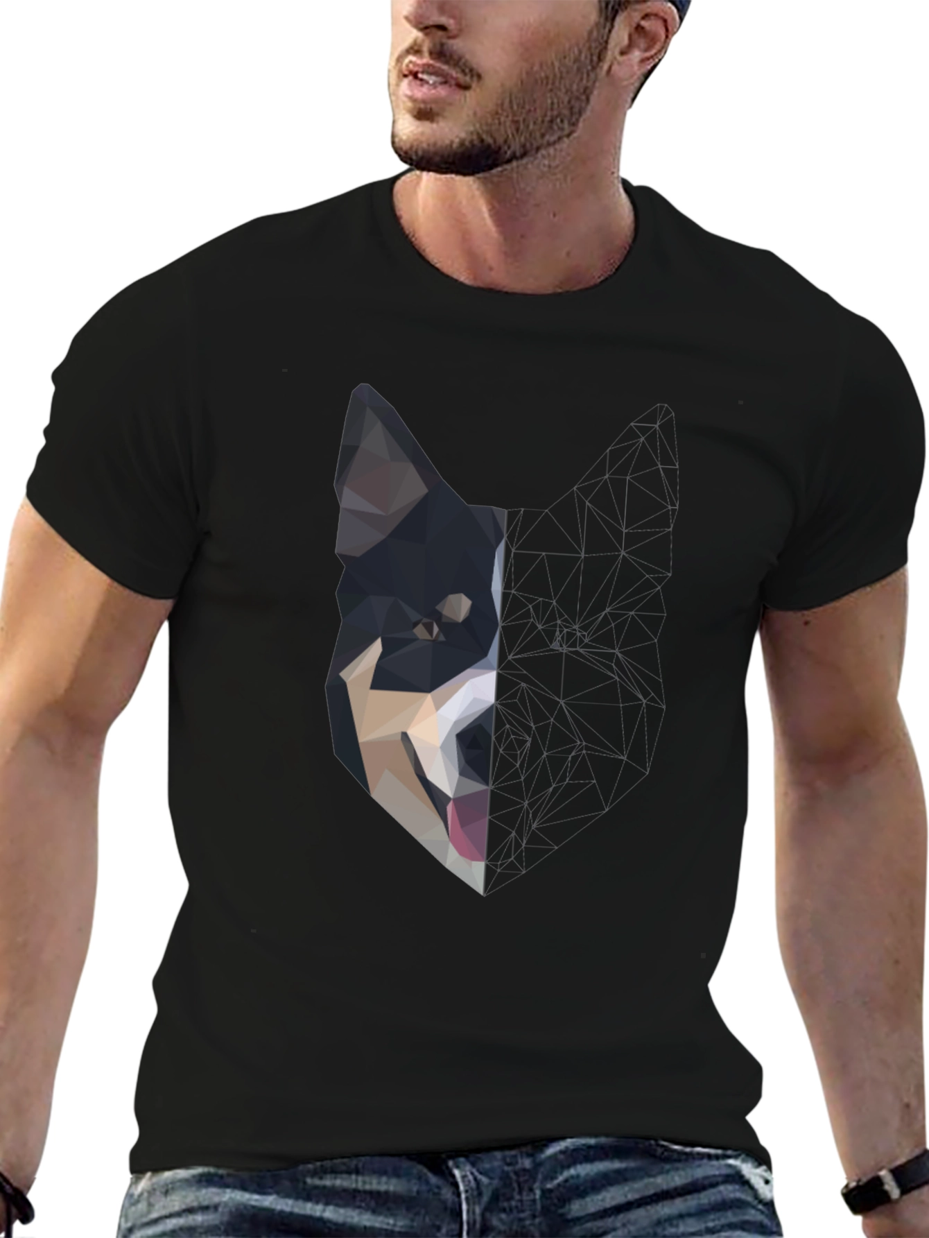 Black Abstract Dog Graphic Black T-Shirt view 6