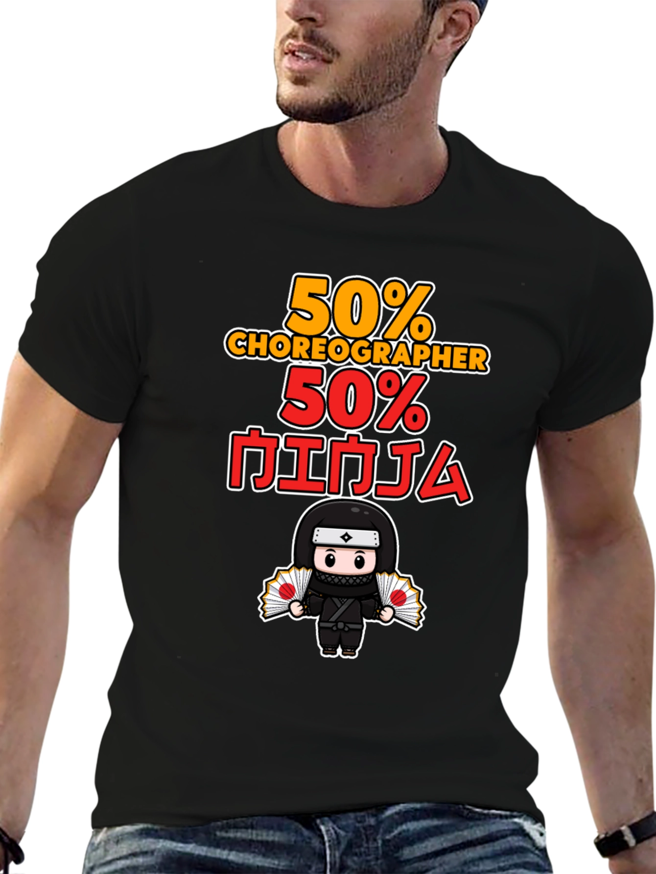 Black 50% Choreographer 50% Ninja Graphic T-Shirt view 6