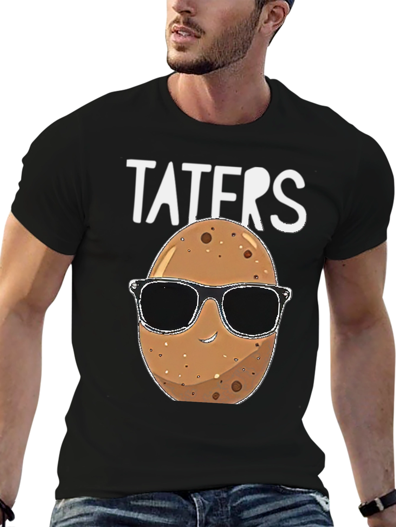 Black Taters Graphic Tee - Funny Potato Sunglasses Shirt view 6