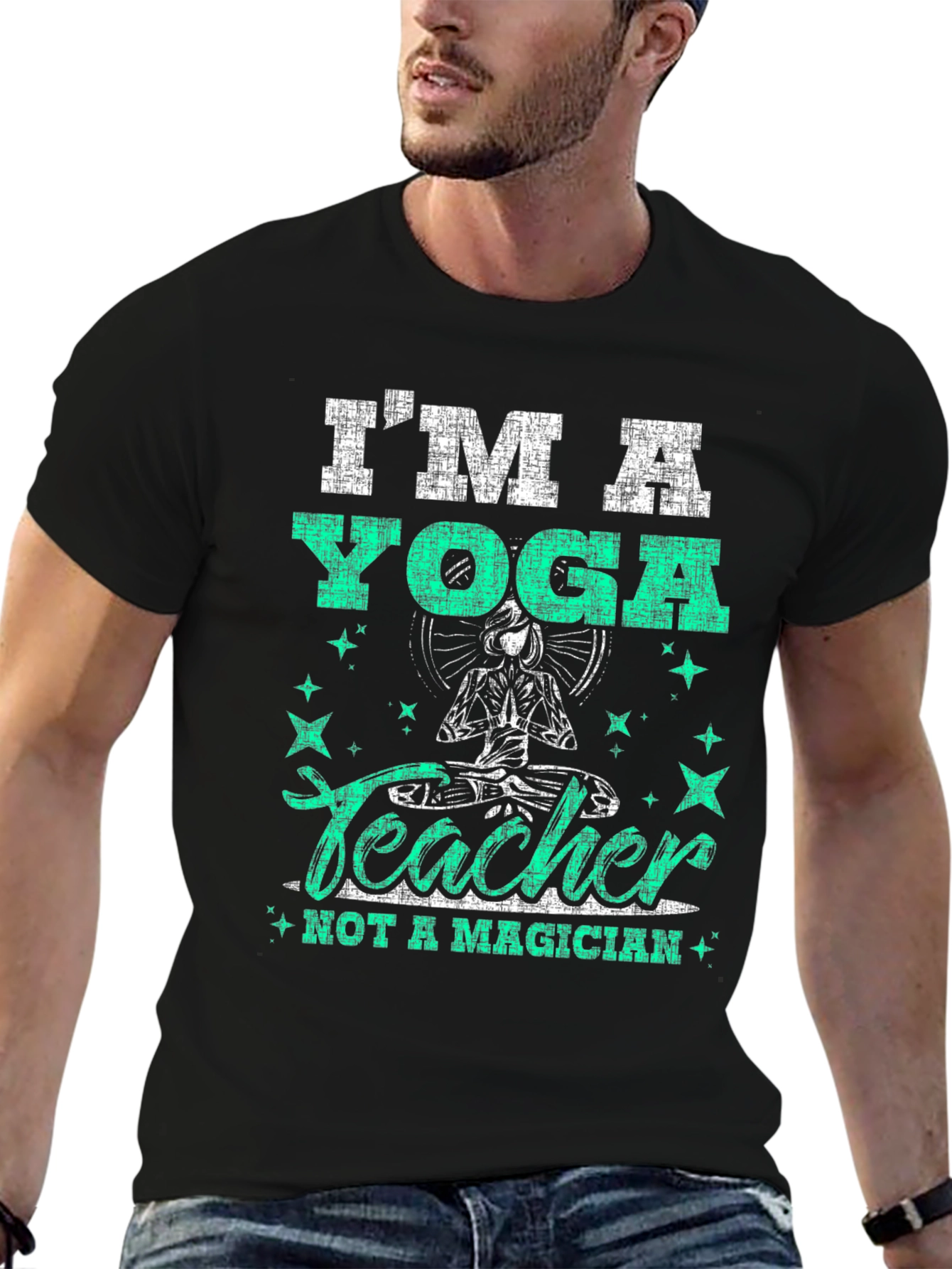 Black I'm A Yoga Teacher Graphic T-Shirt view 6