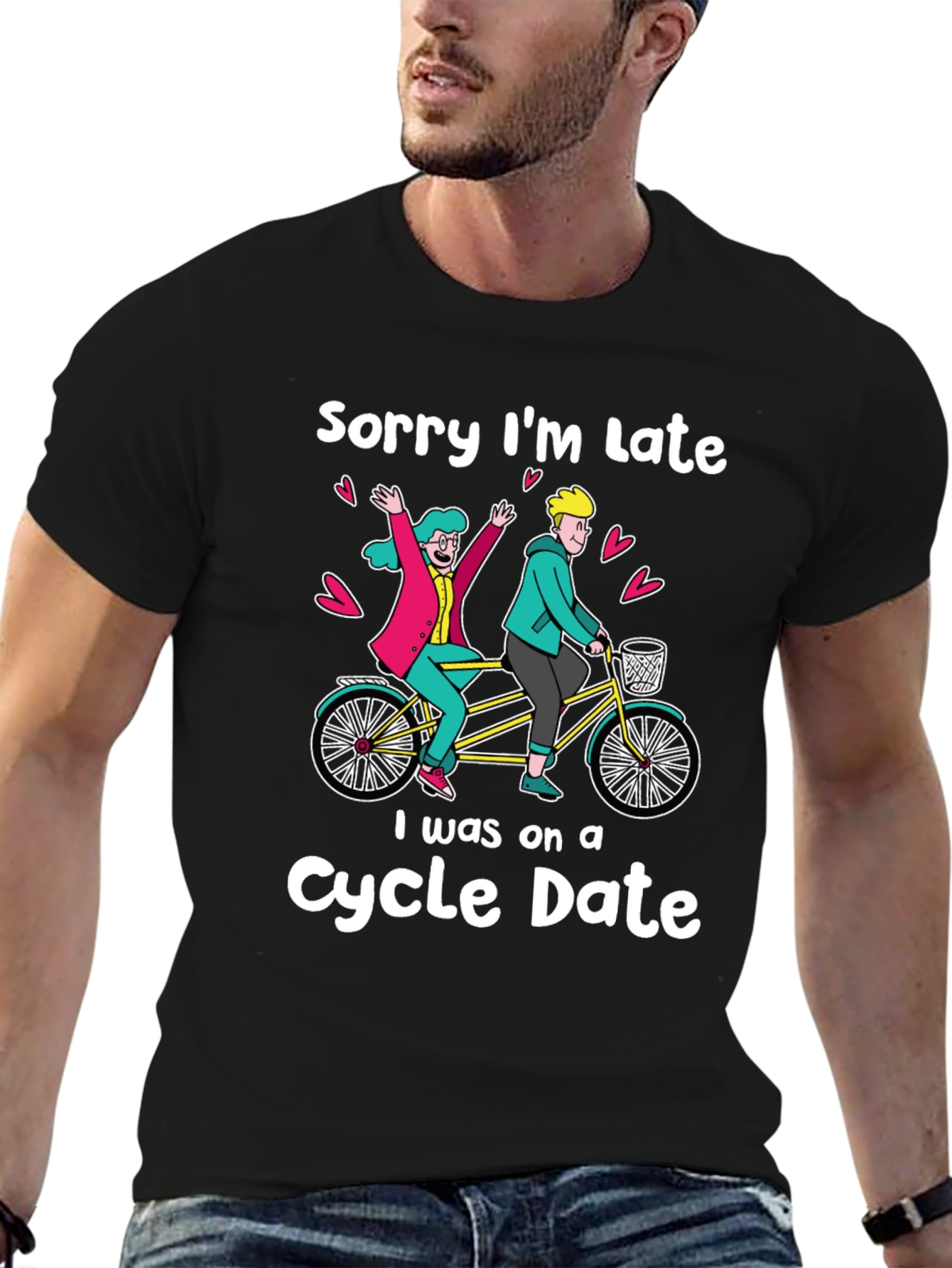 Black Funny Cycle Date Graphic Tee - Unisex view 6
