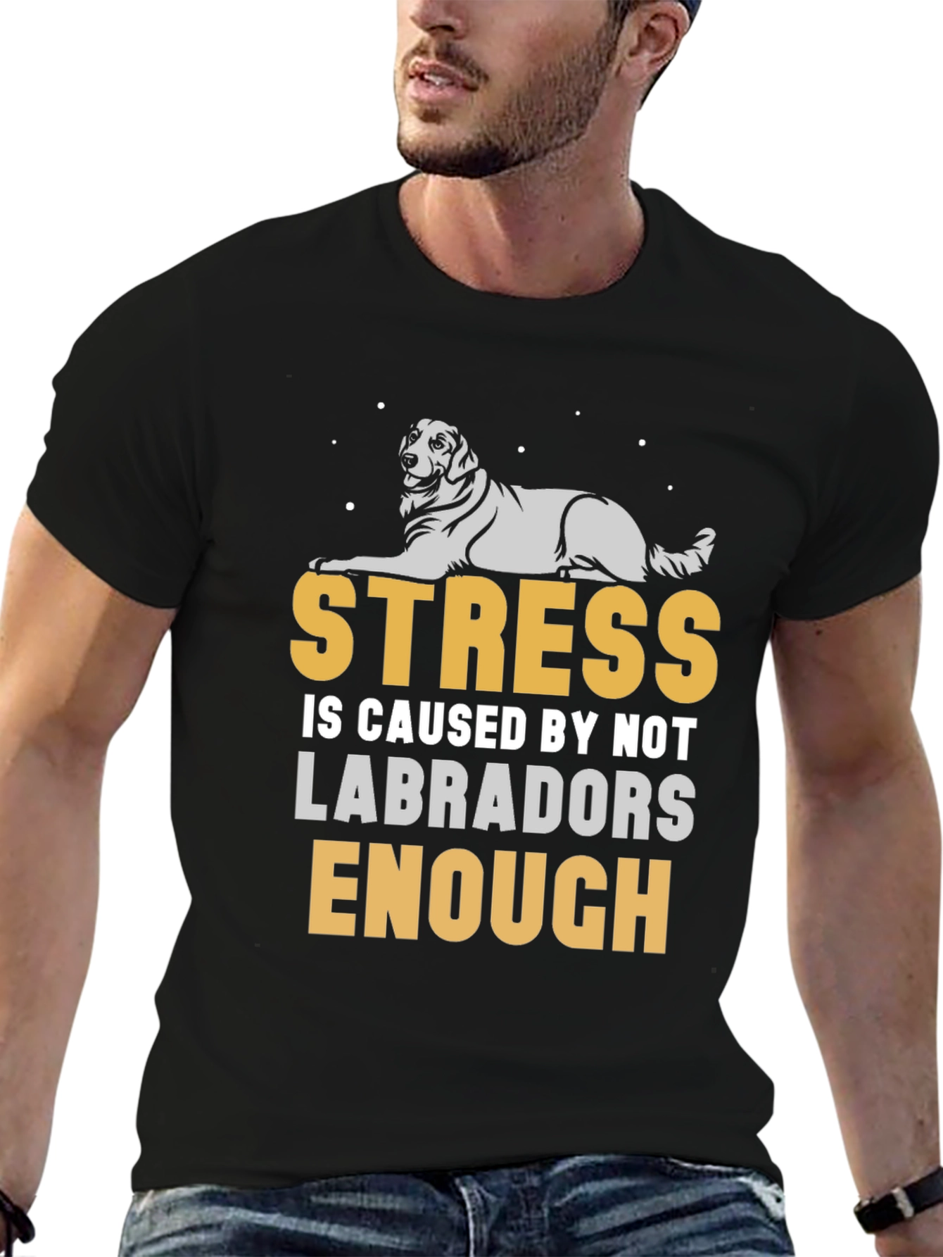 Black Stress Less Labradors T-Shirt view 6