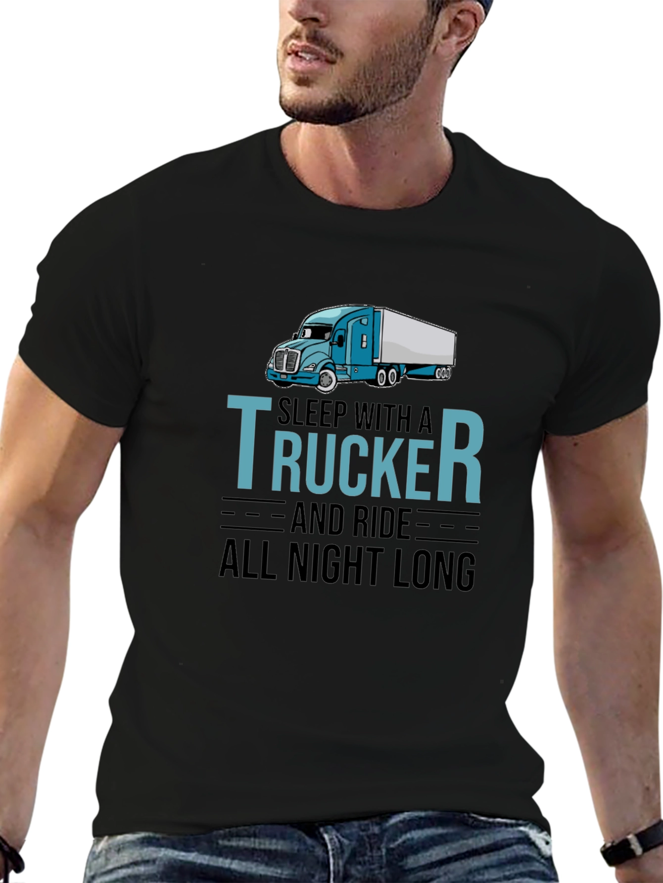 Black Sleep With A Trucker T-Shirt - Trucker Apparel view 6