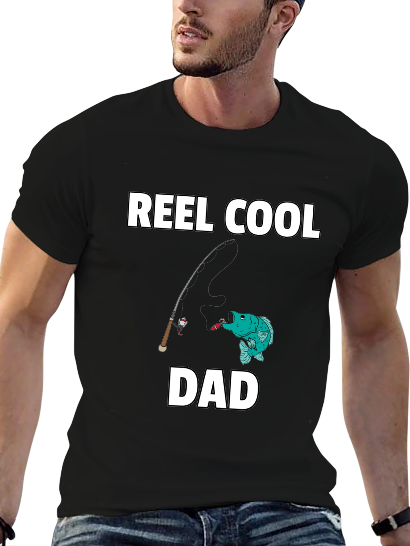 Black Reel Cool Dad T-Shirt - Fishing Graphic Tee view 6