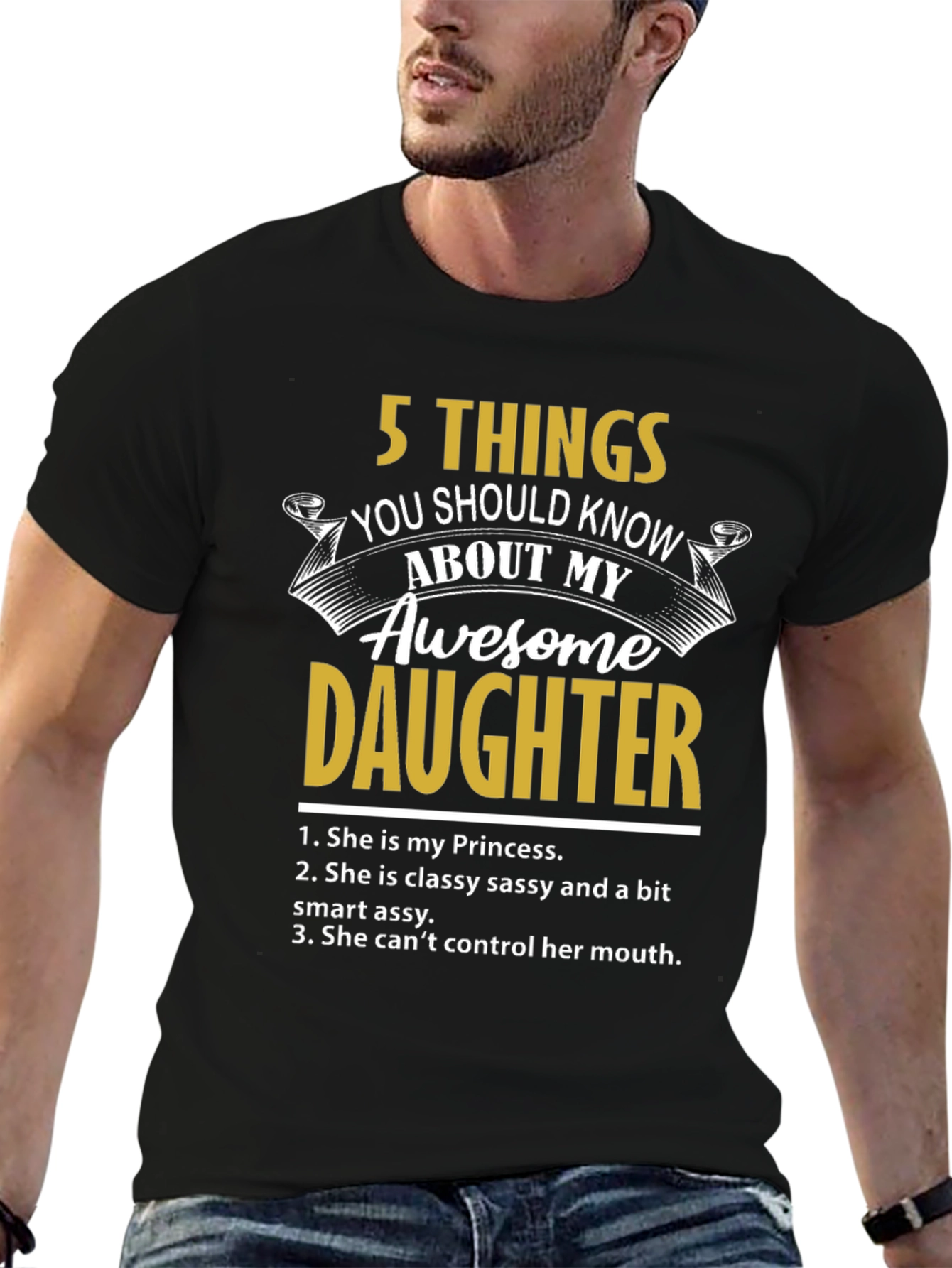 Black Awesome Daughter Graphic T-Shirt view 6