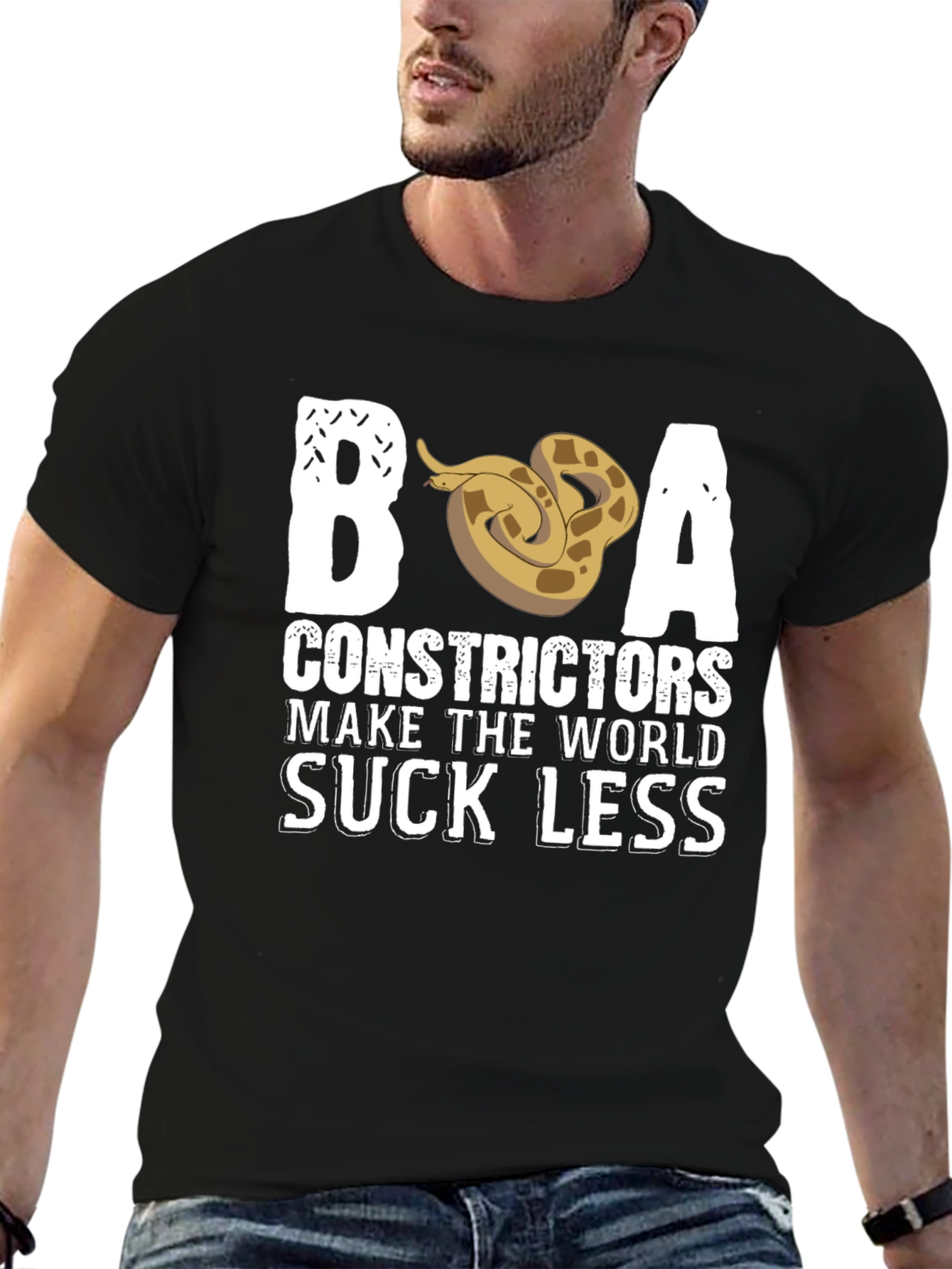 Black Boa Constrictors Make the World Suck Less T-Shirt view 6